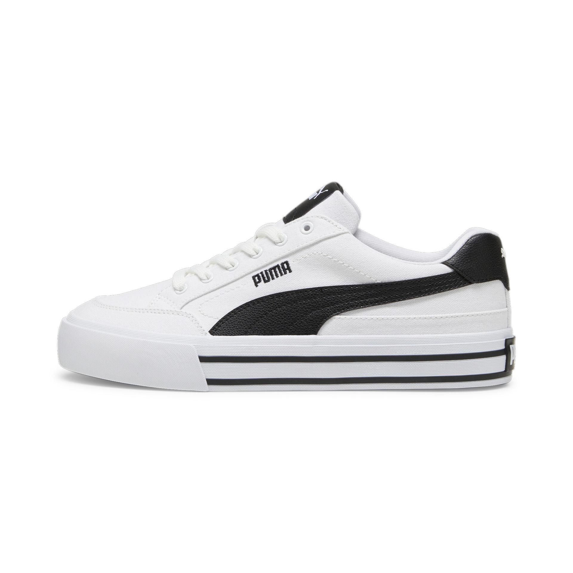 puma court classic vulcanized formstrip sneakers in white, size 8.5