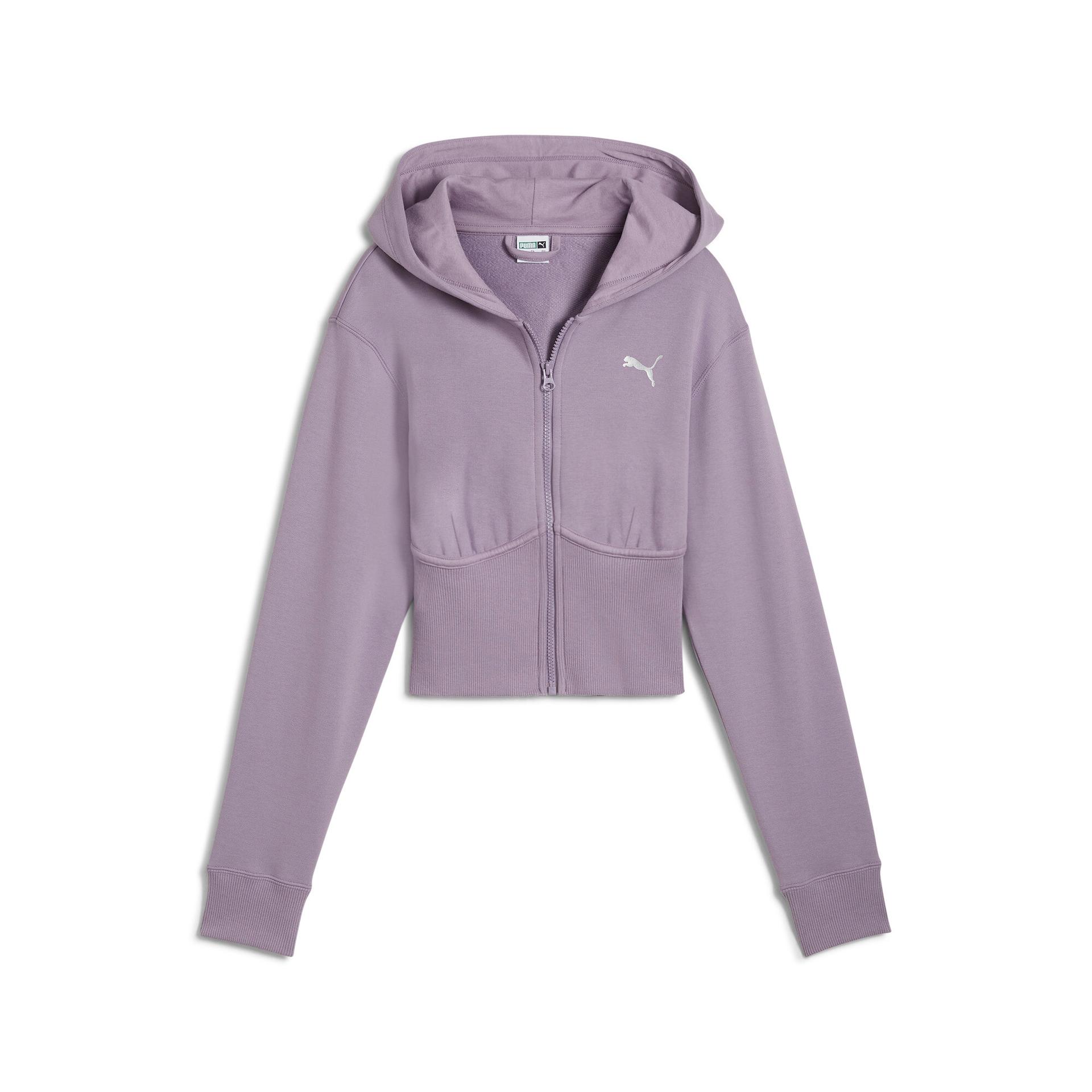 puma dare to gym2k women's cropped hoodie in purple, size 3xl