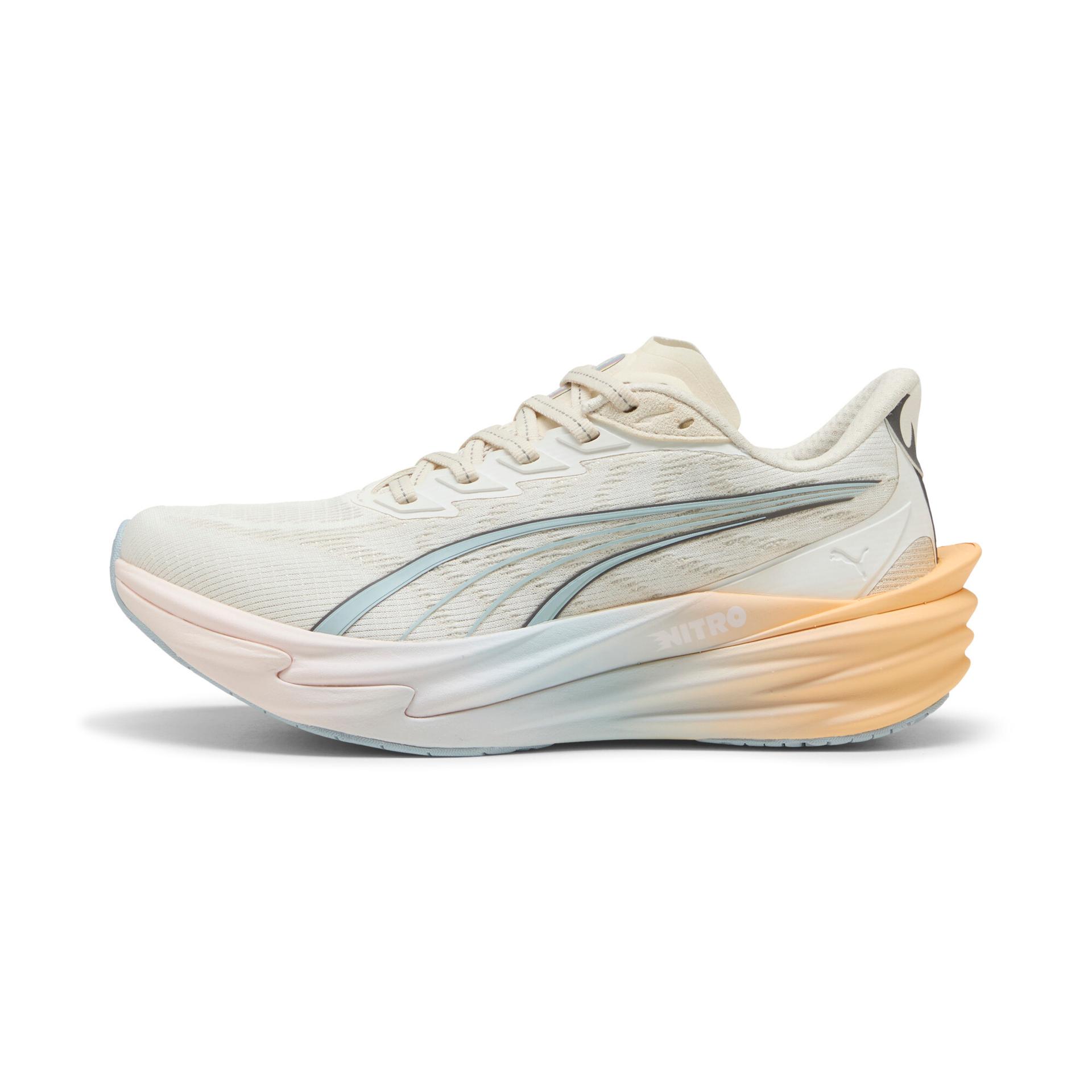 puma deviate nitroâ¢ 4 run club women's road running shoes in white, size 10