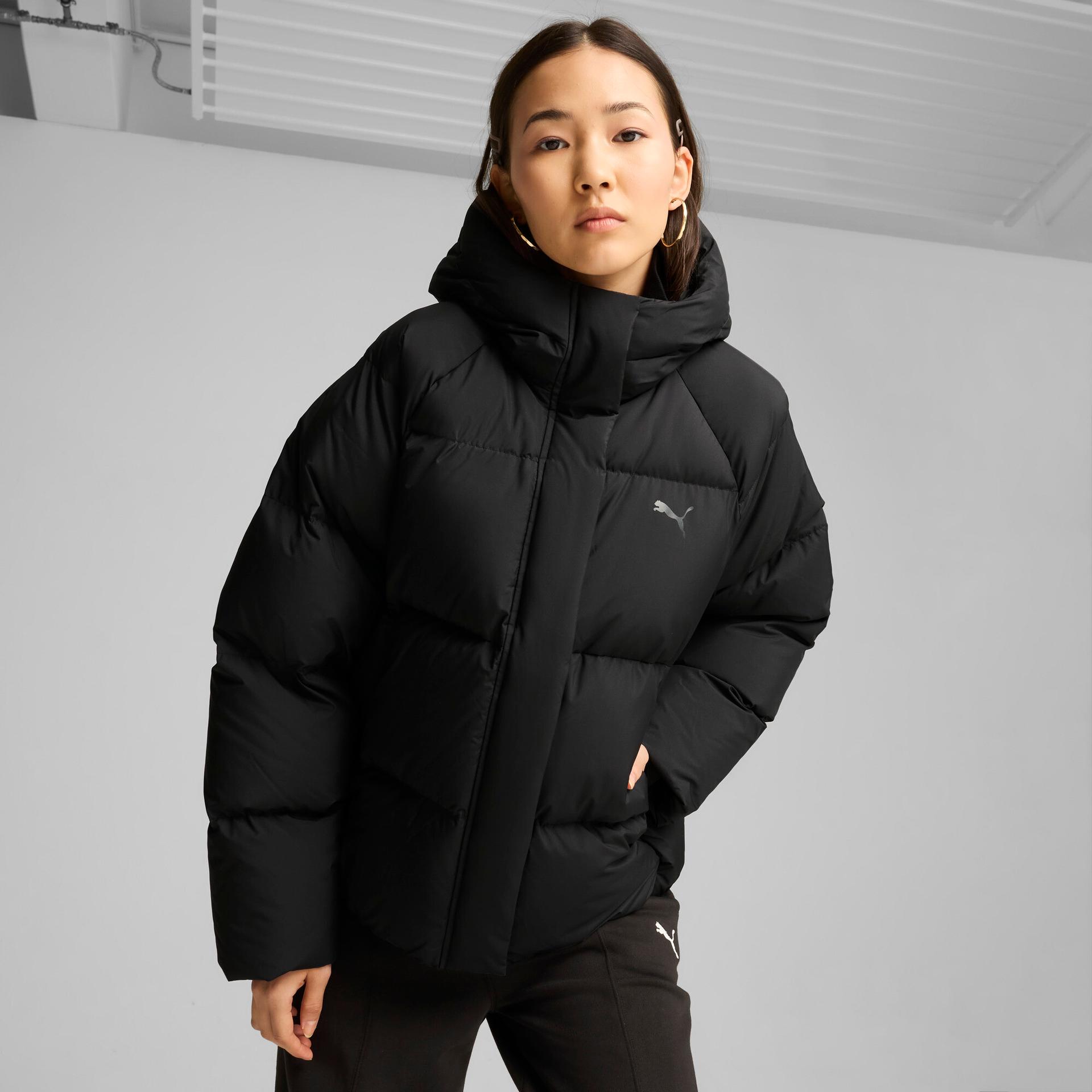 puma down puffer jacket women in black, size l