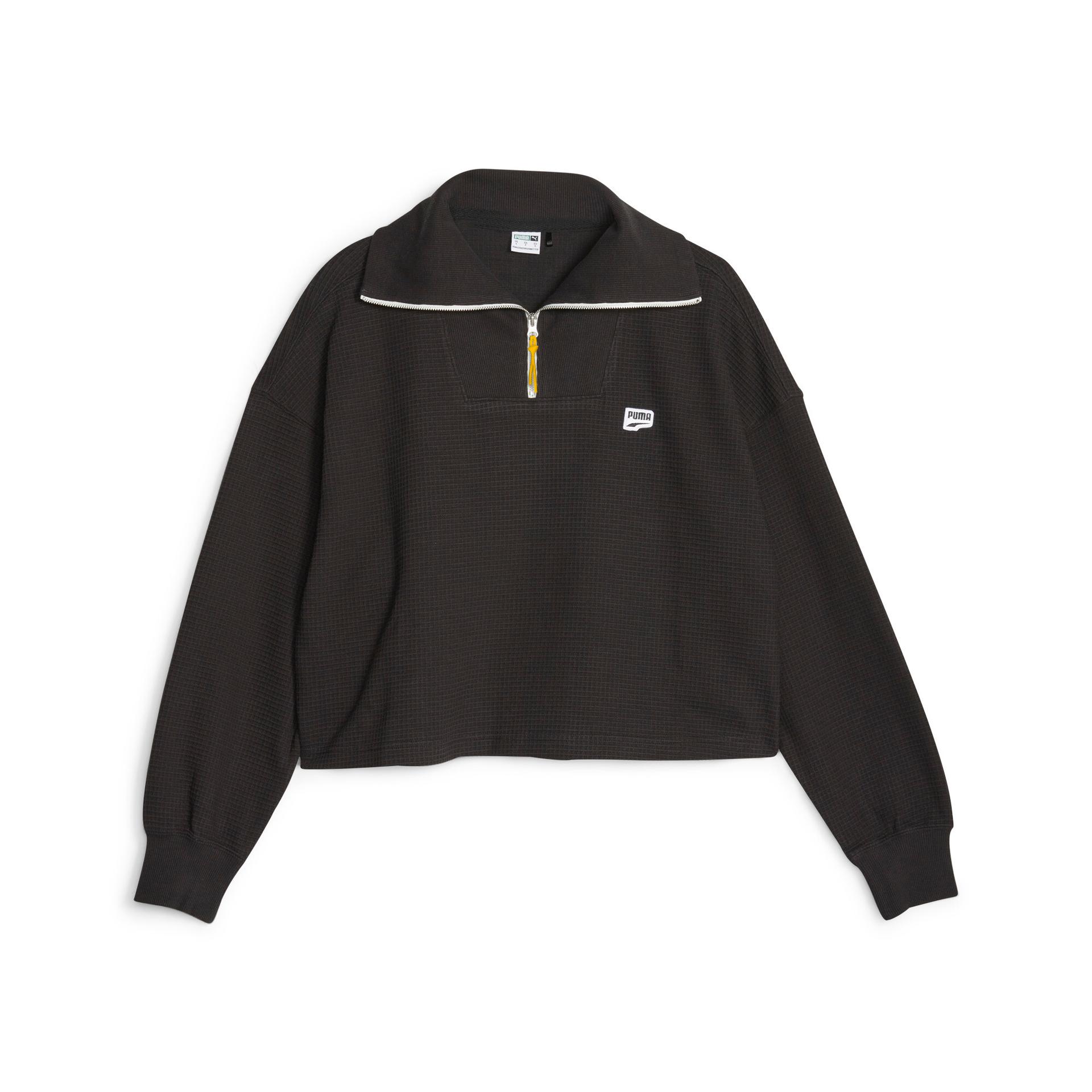 puma downtown women's half-zip sweatshirt in black, size xl