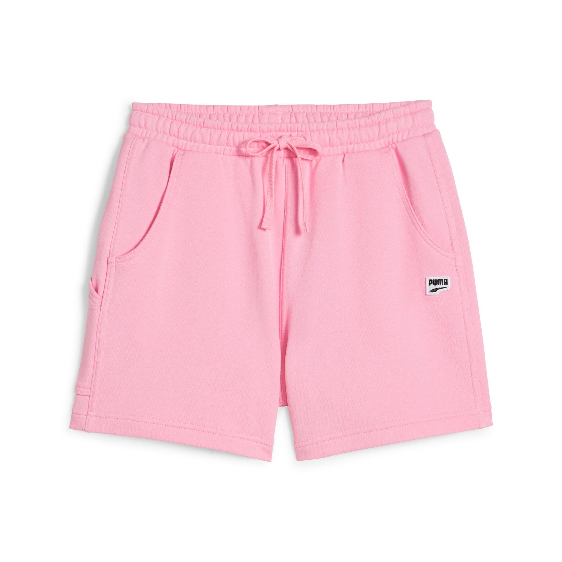 puma downtown women's high waist shorts in pink, size xl