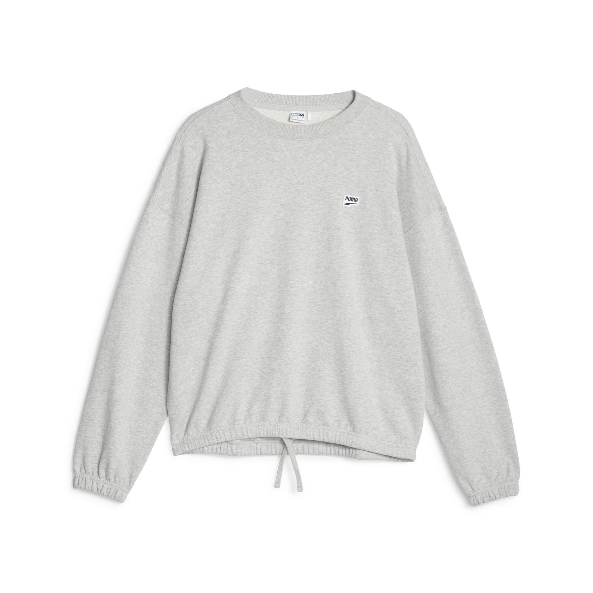 puma downtown women's oversized sweatshirt in grey, size l