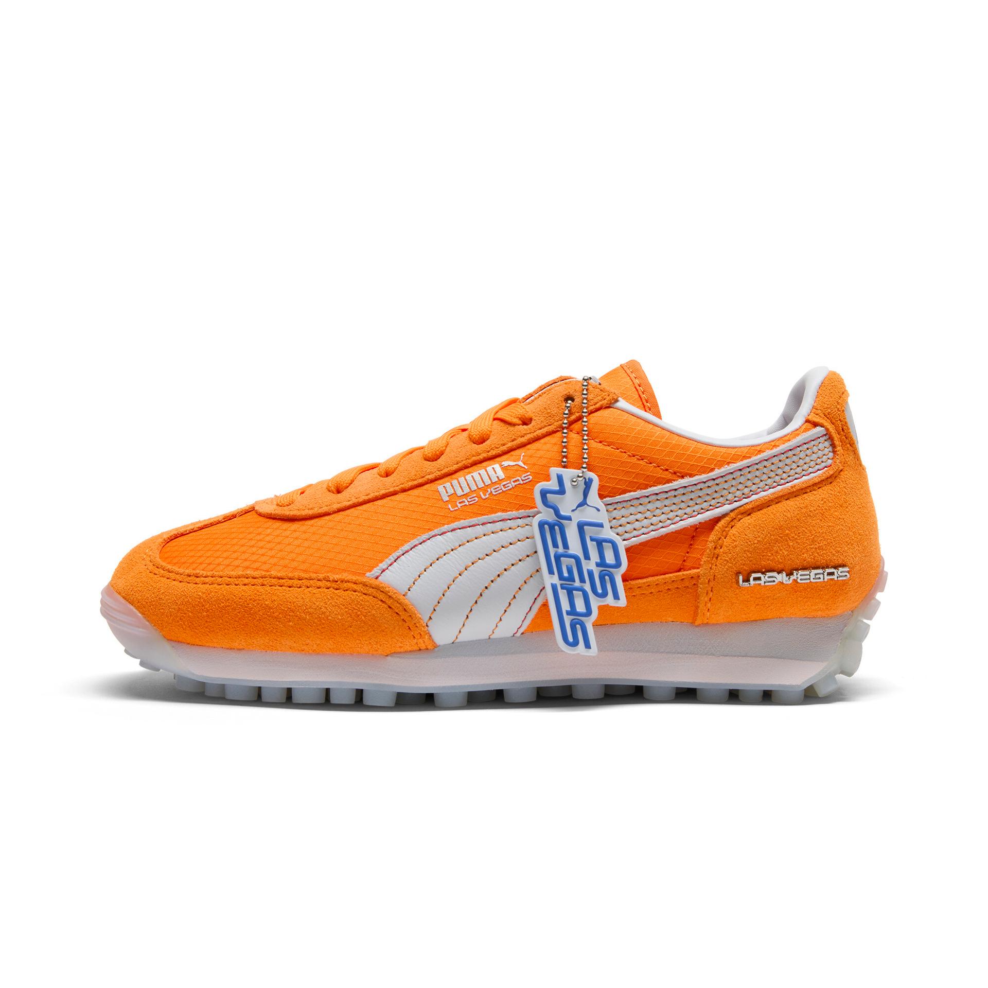 puma easy rider club las vegas women's sneakers in orange, size 9