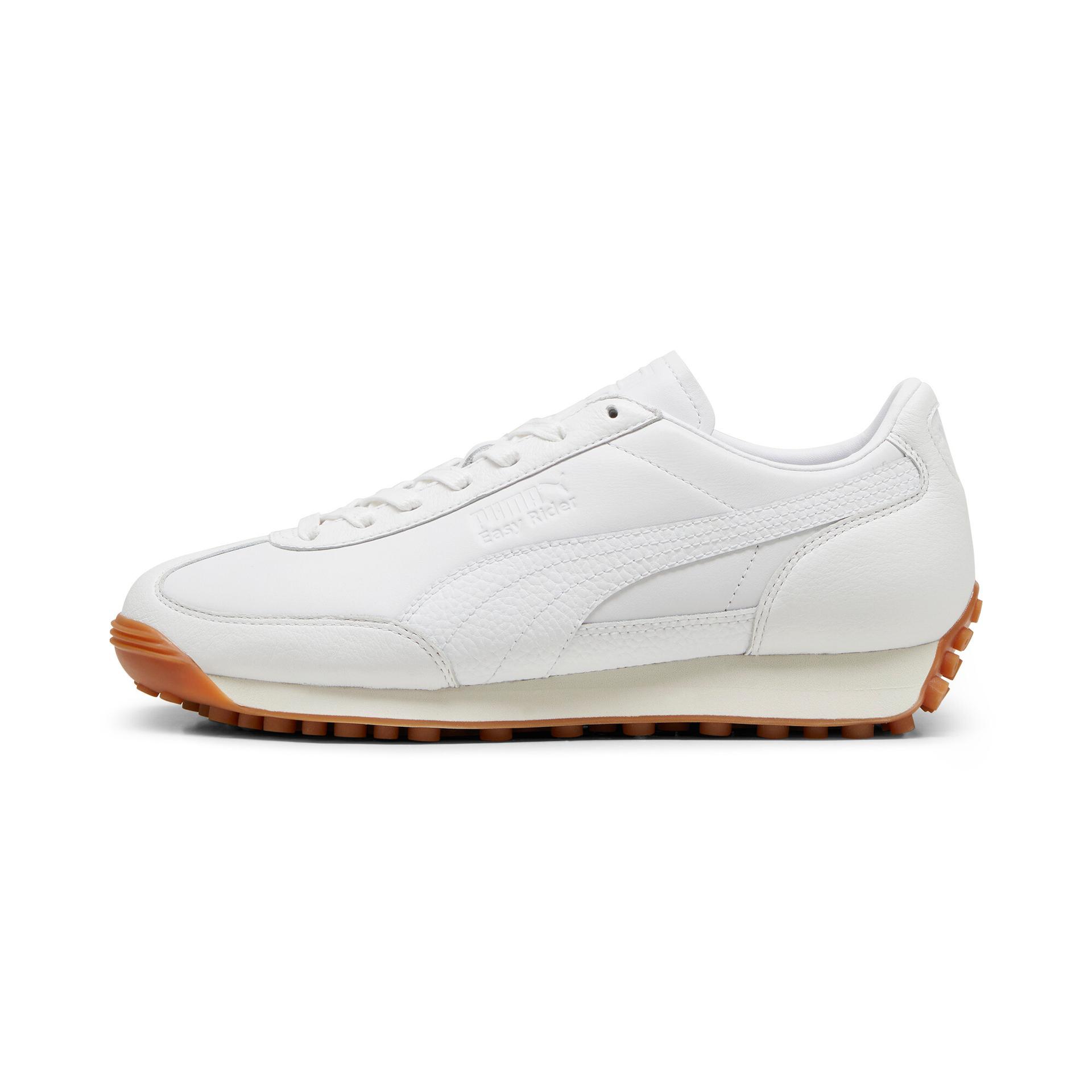 puma easy rider leather sneakers in white, size 4
