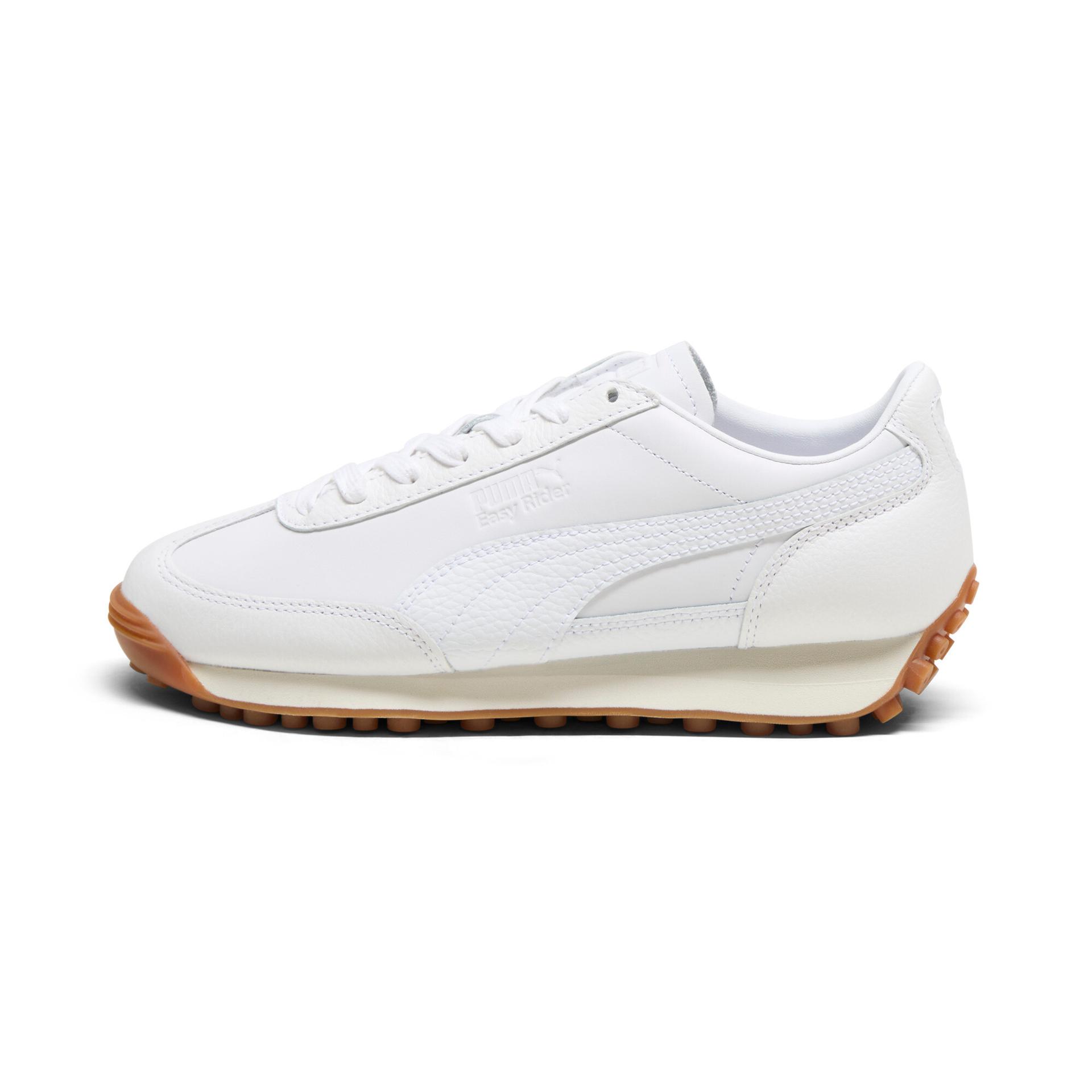 puma easy rider leather women's sneakers in white, size 6.5