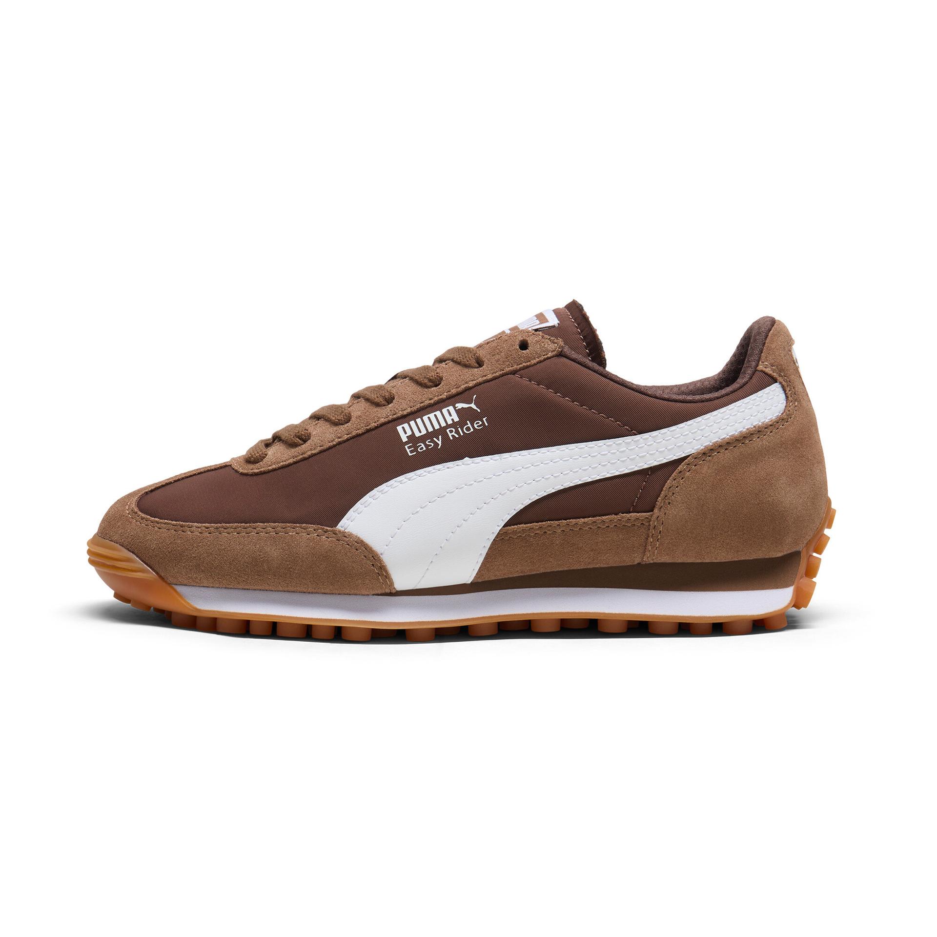 puma easy rider suede & nylon women's sneakers in brown, size 5.5