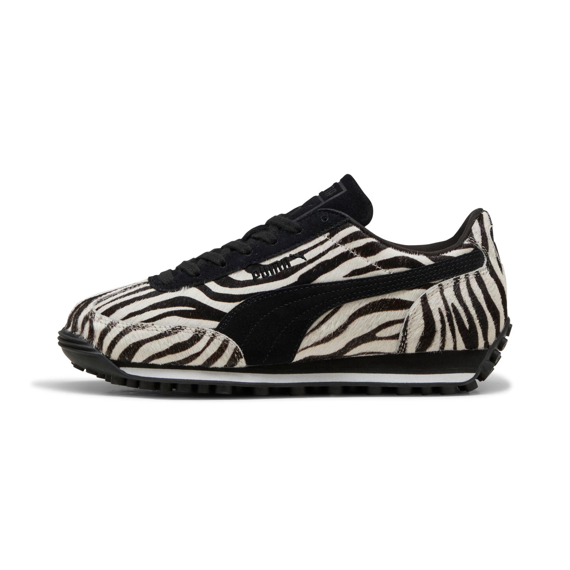 puma easy rider zebra women's animal print sneakers in white, size 10.5