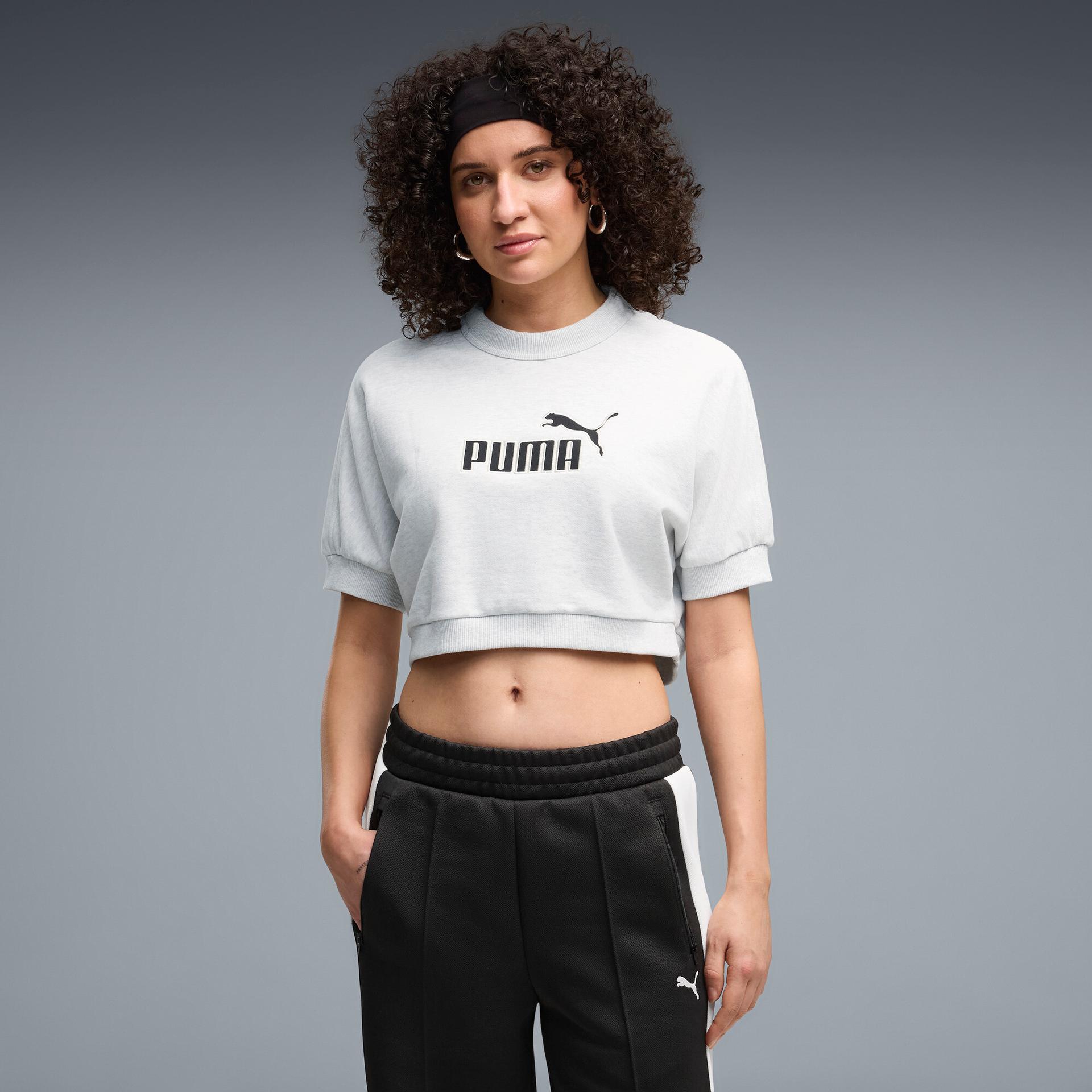 puma elevated essentials women's relaxed sweatshirt in white, size s