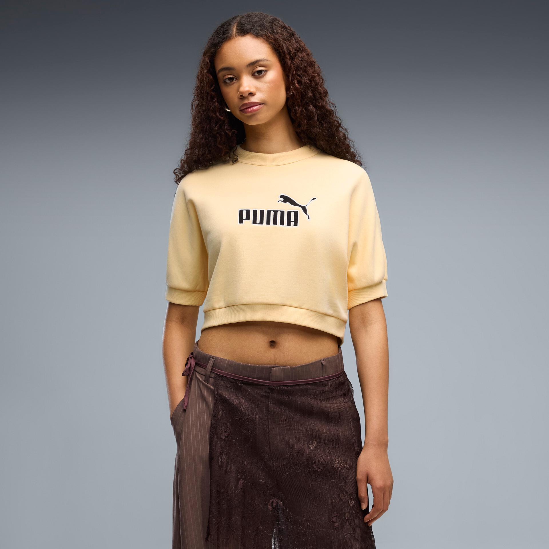 puma elevated essentials women's relaxed sweatshirt in yellow, size xl