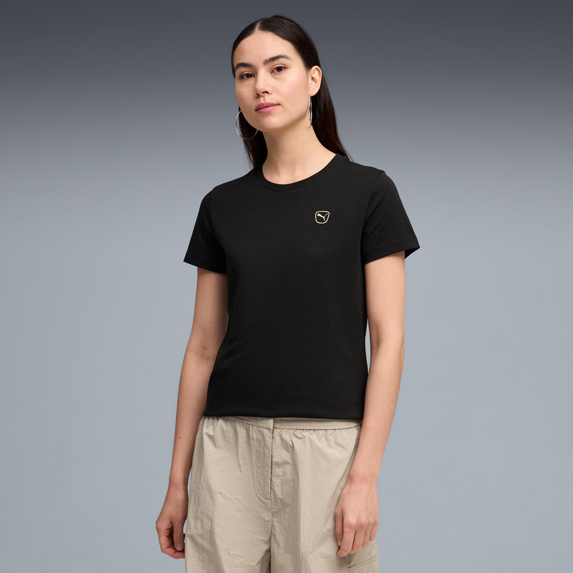puma elevated essentials women's t-shirt in black, size xl