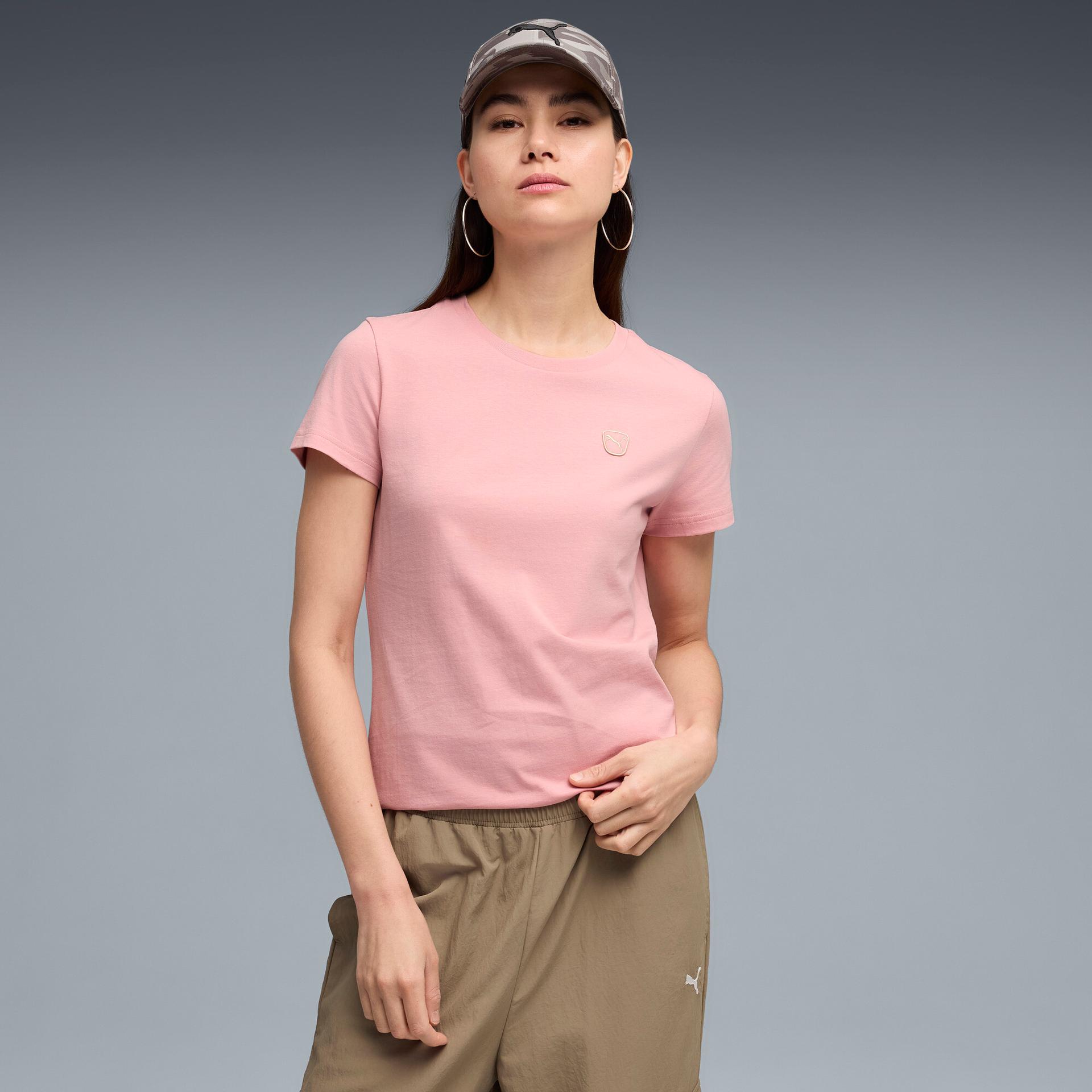 puma elevated essentials women's t-shirt in pink, size s