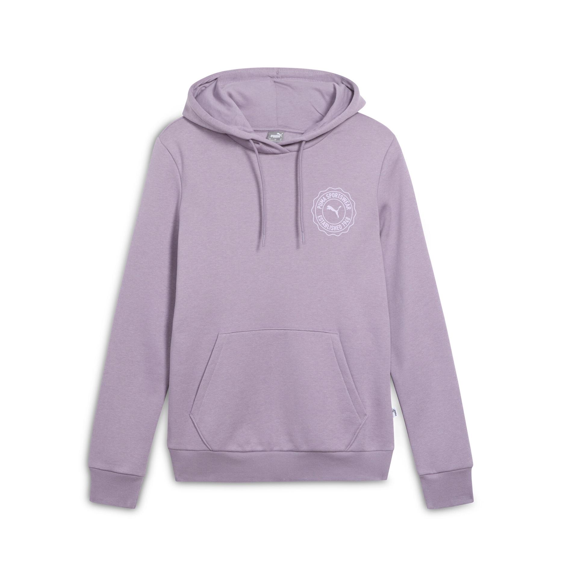 puma emblem women's hoodie in purple, size xxl