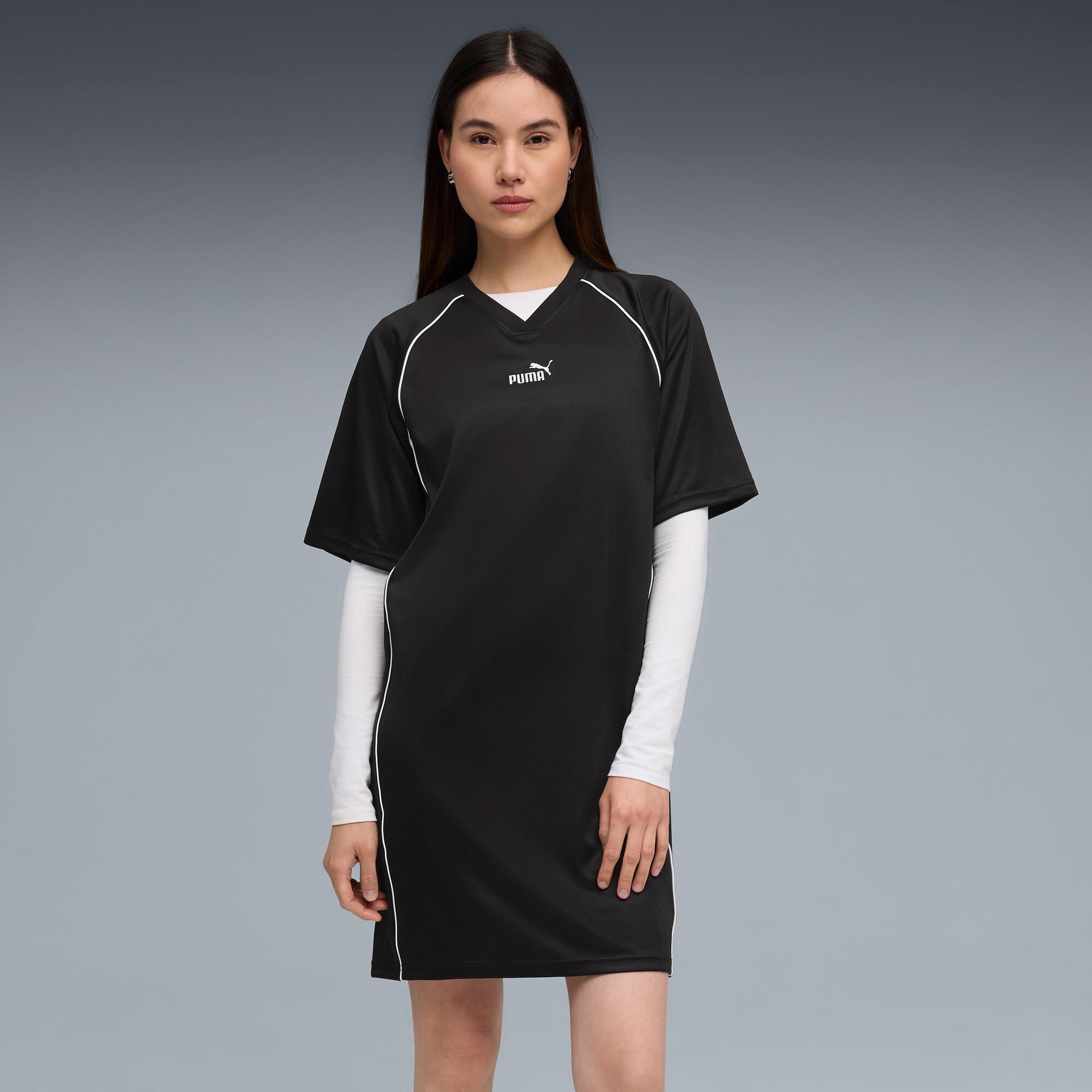 puma essentials animal print women's jersey dress in black, size s