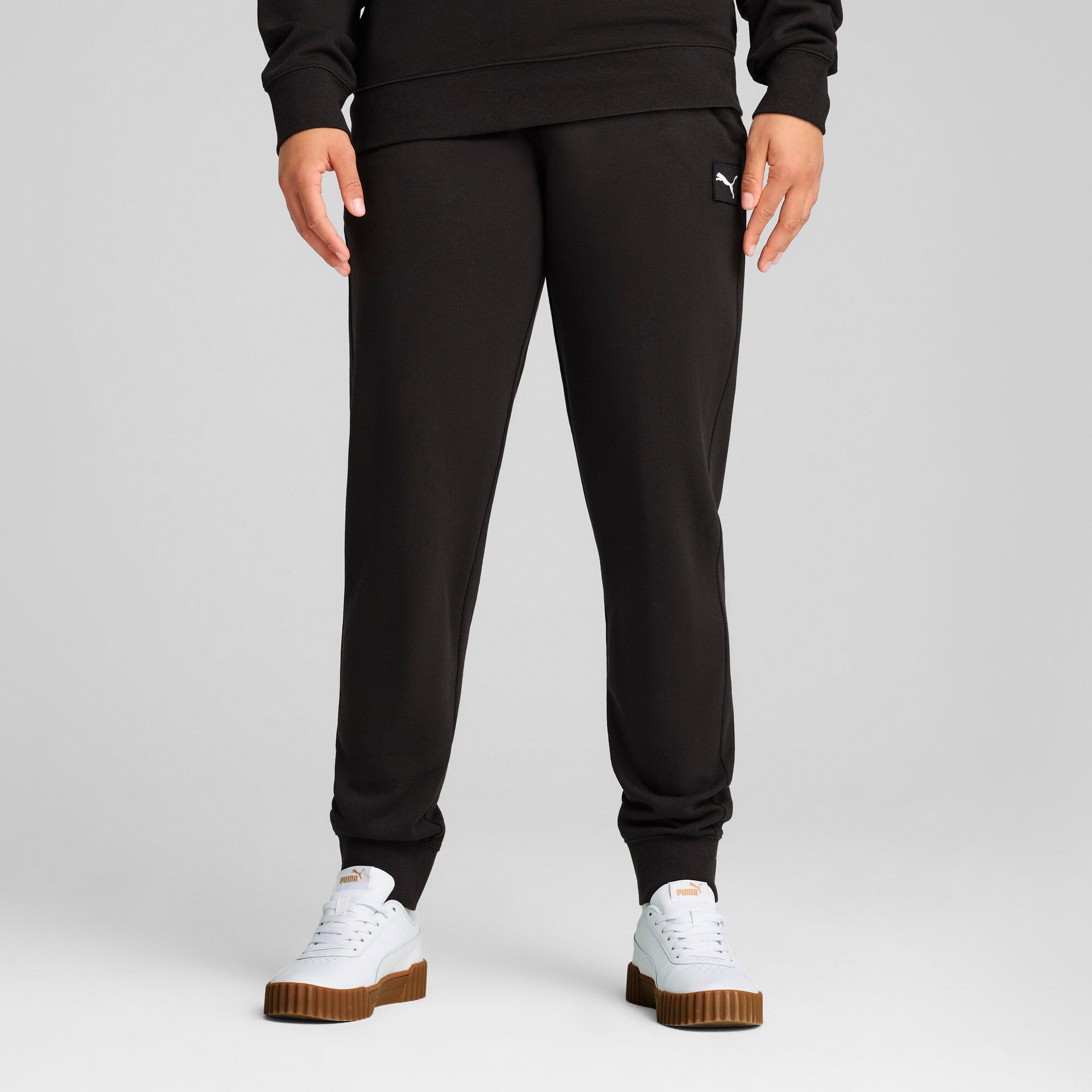 puma essentials elevated women's sweatpants in black, size xs