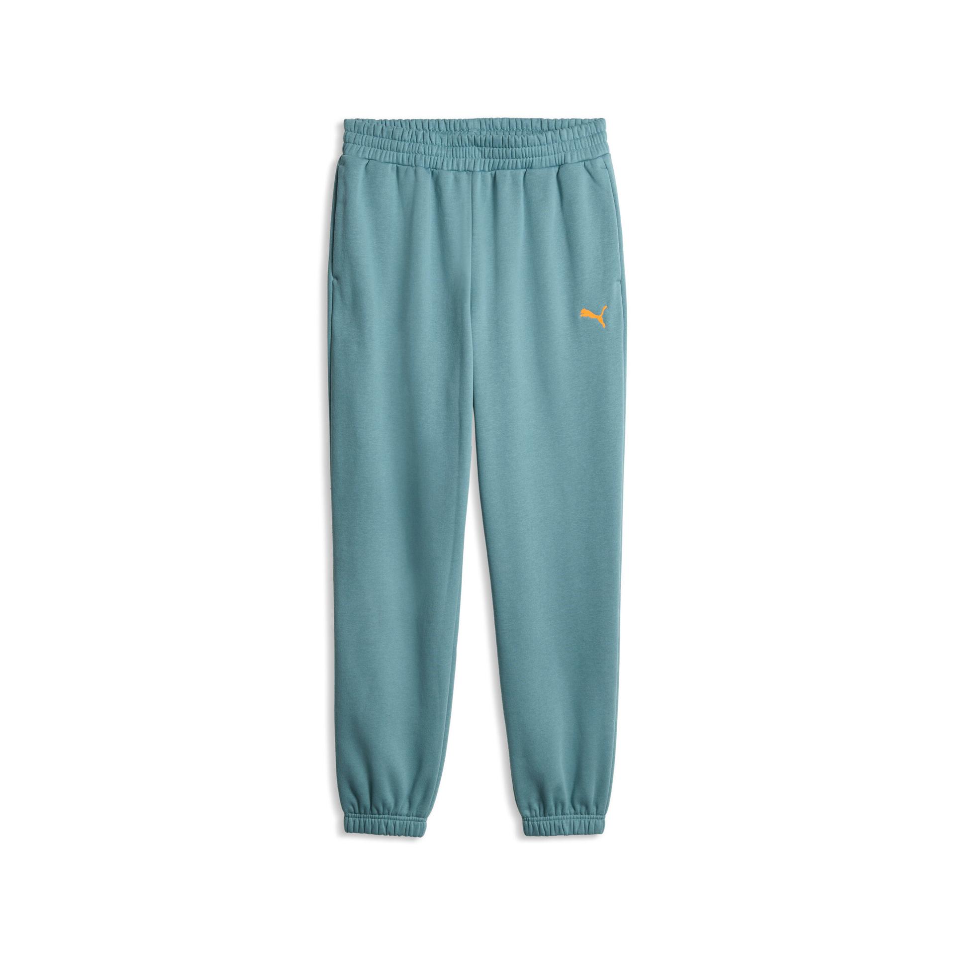 puma essentials fleece sweatpants in blue, size xxl