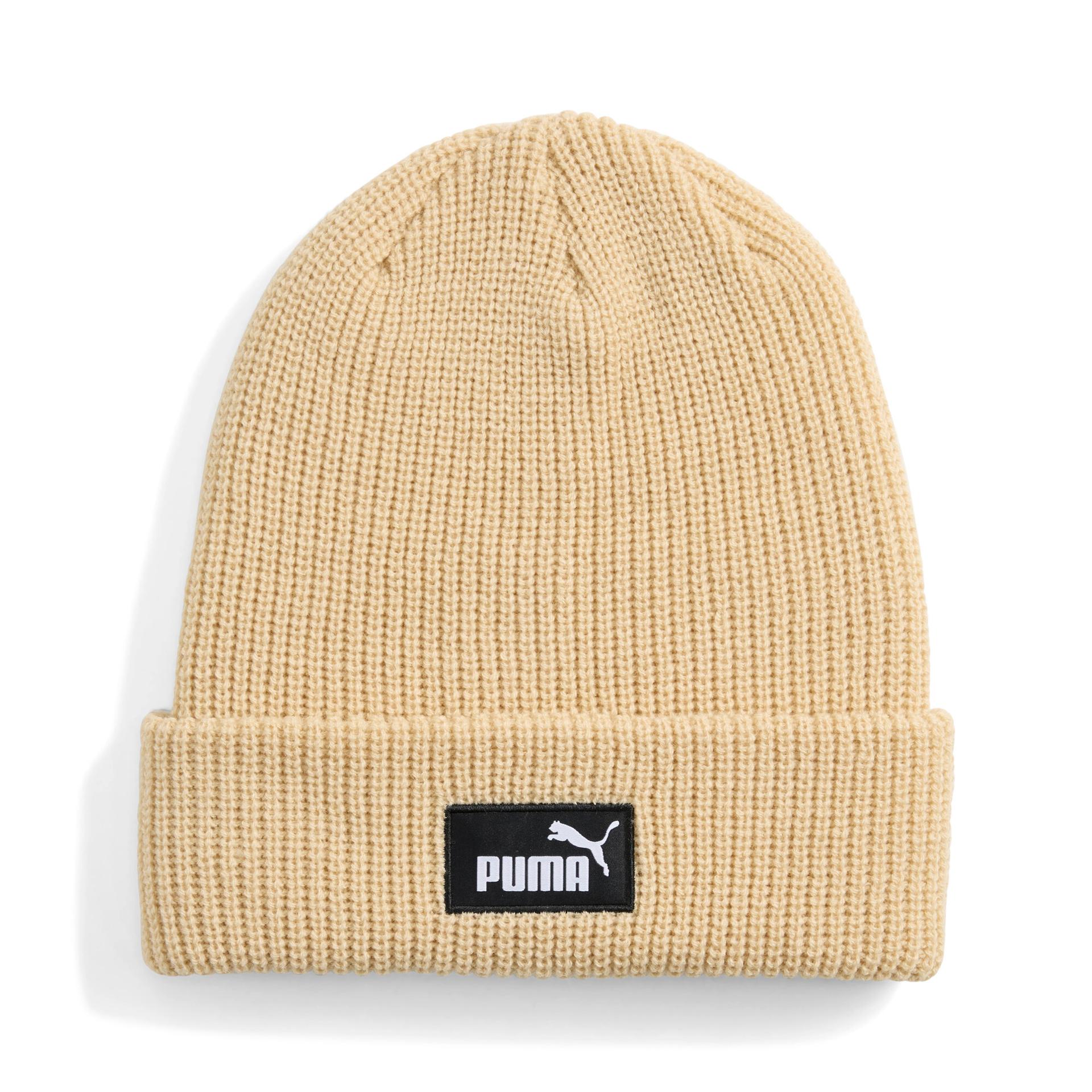 puma essentials high crown beanie in beige