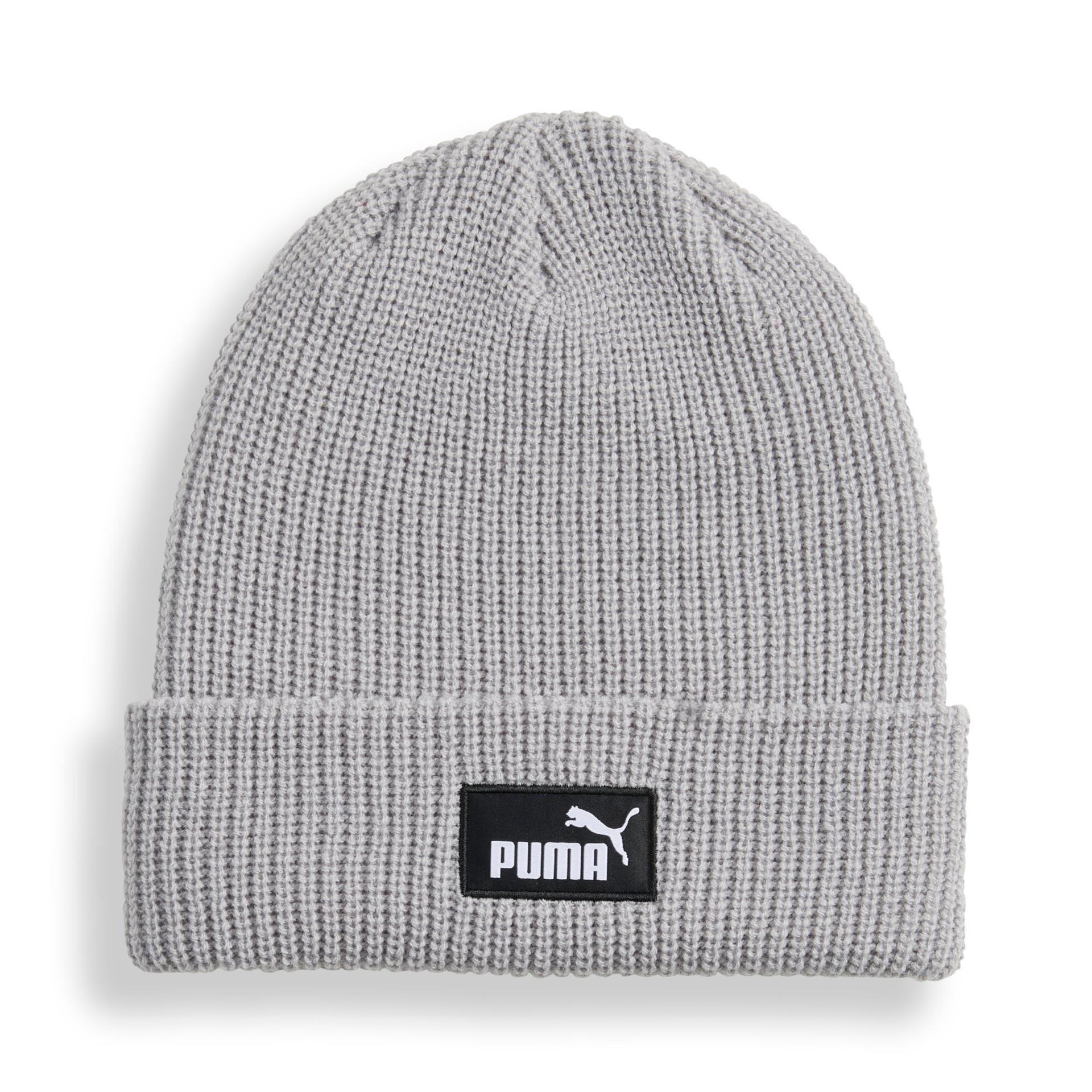 puma essentials high crown beanie in grey