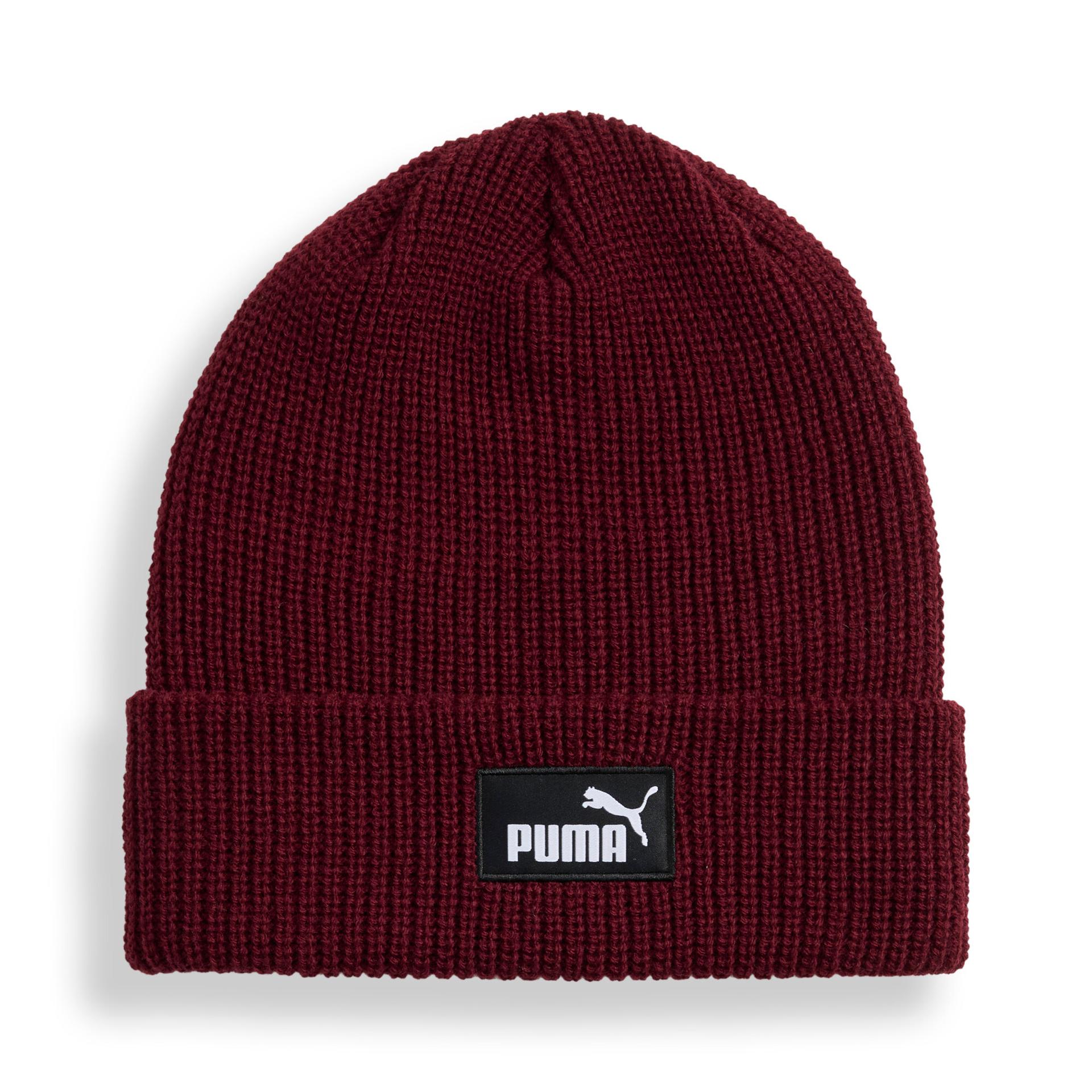 puma essentials high crown beanie in red