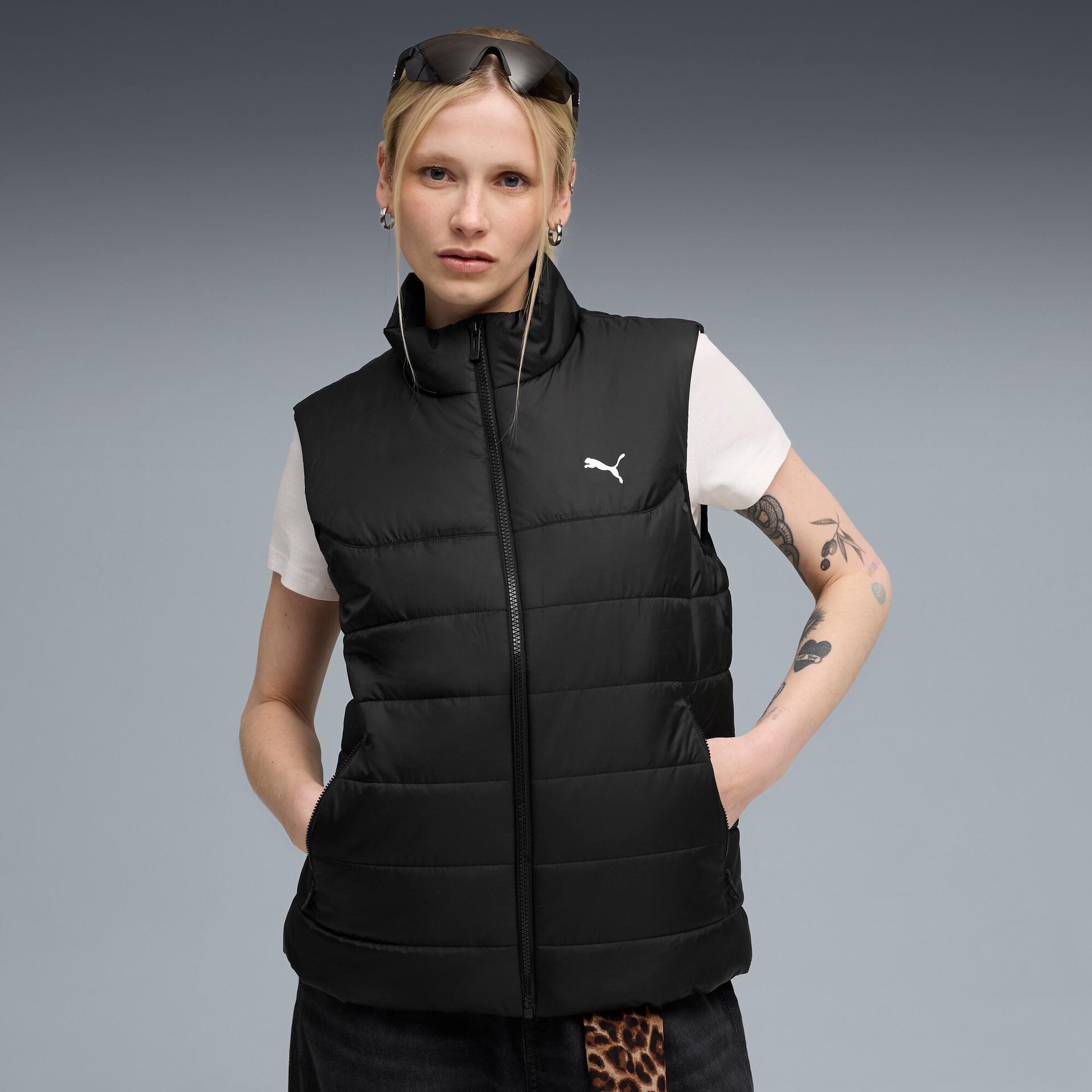 puma essentials outerwear women's puffer vest in black, size m