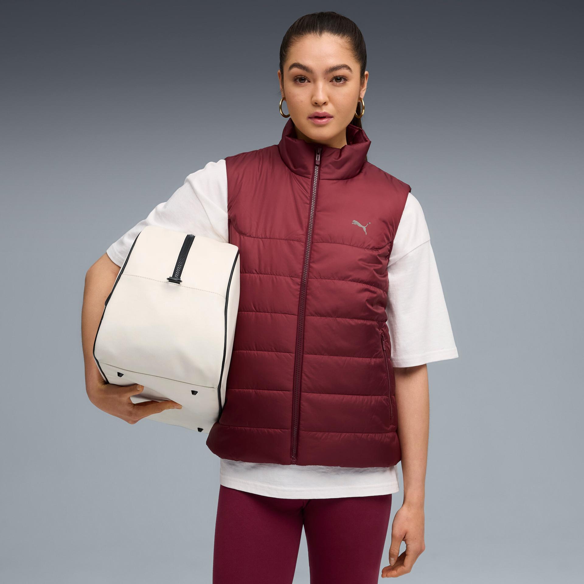 puma essentials outerwear women's puffer vest in red, size xl