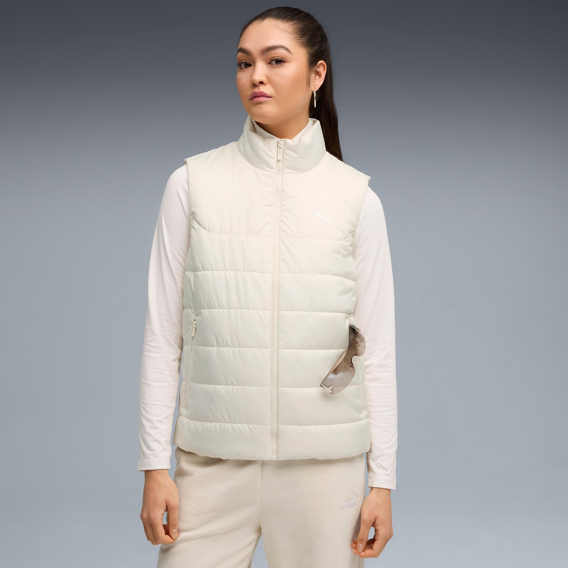 puma essentials outerwear women's puffer vest in white, size m