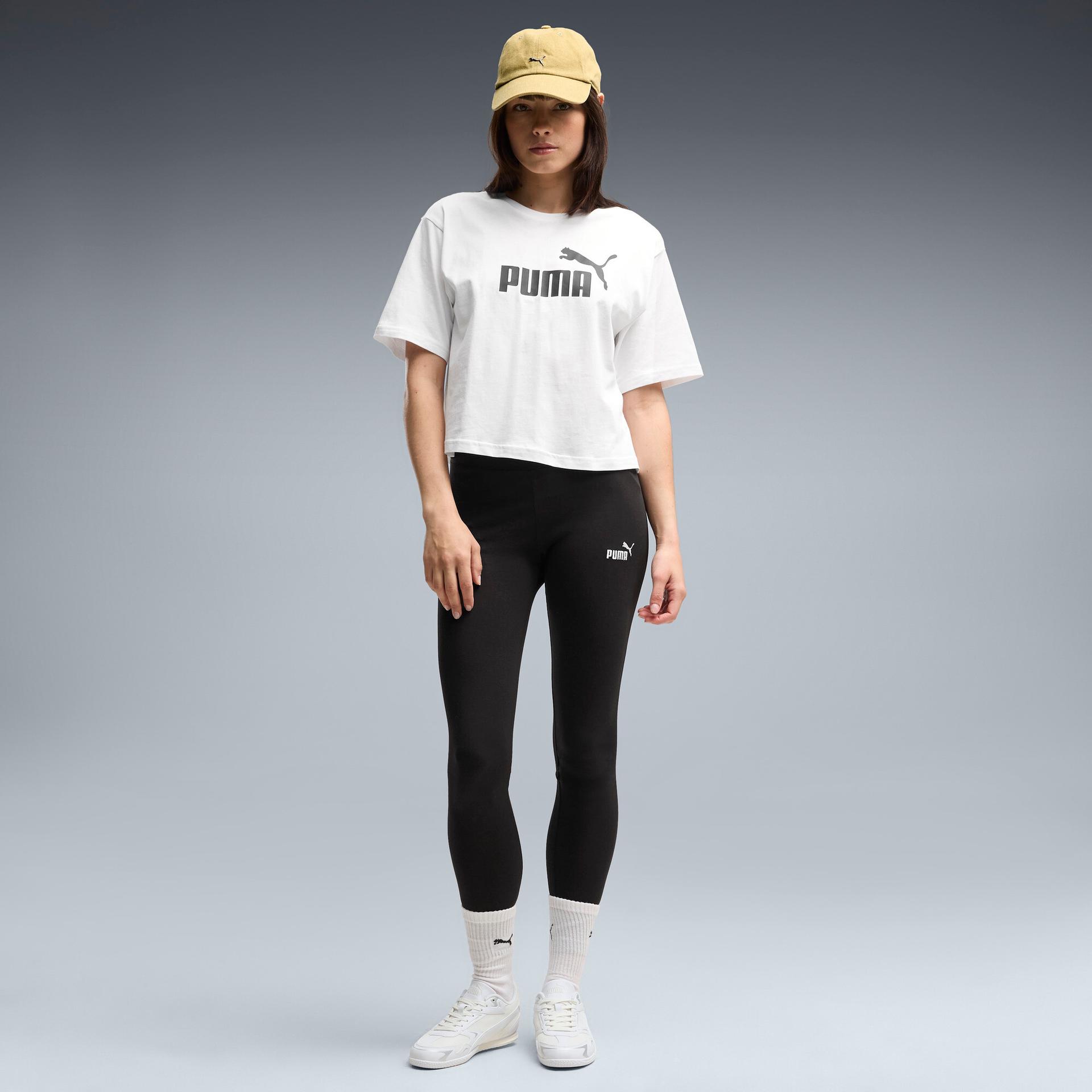 puma essentials small no. 1 logo women's leggings in black, size xs
