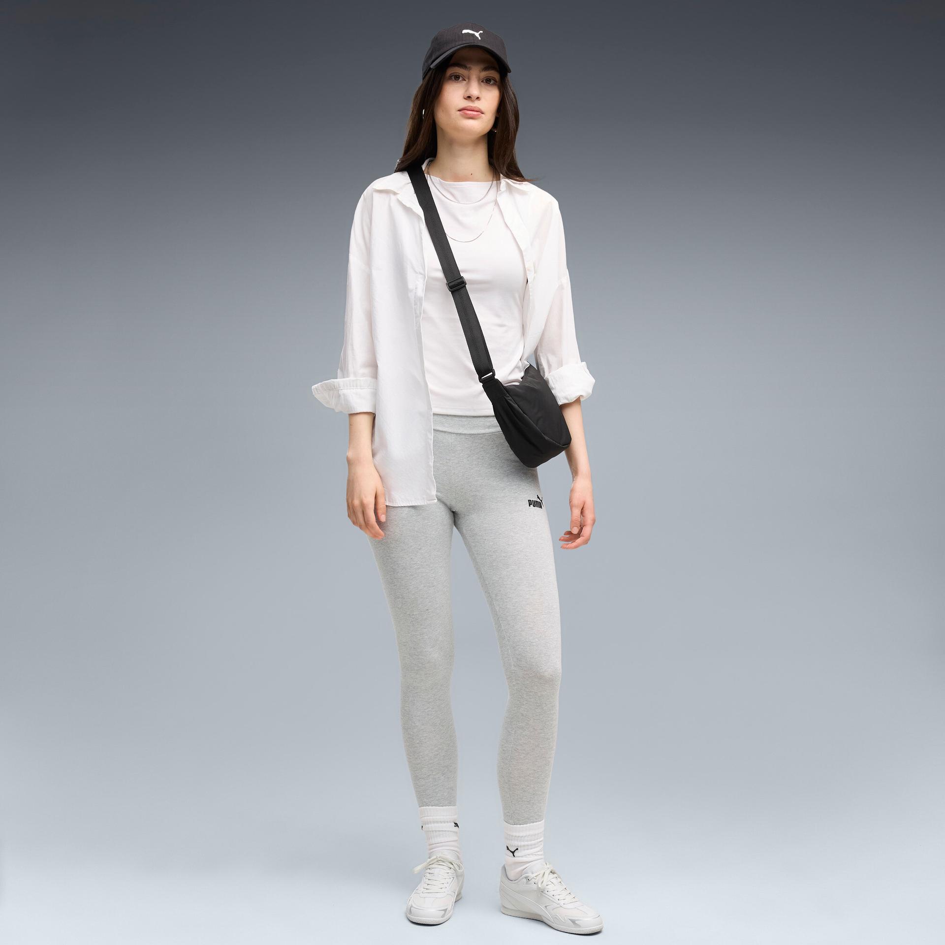 puma essentials small no. 1 logo women's leggings in grey, size m