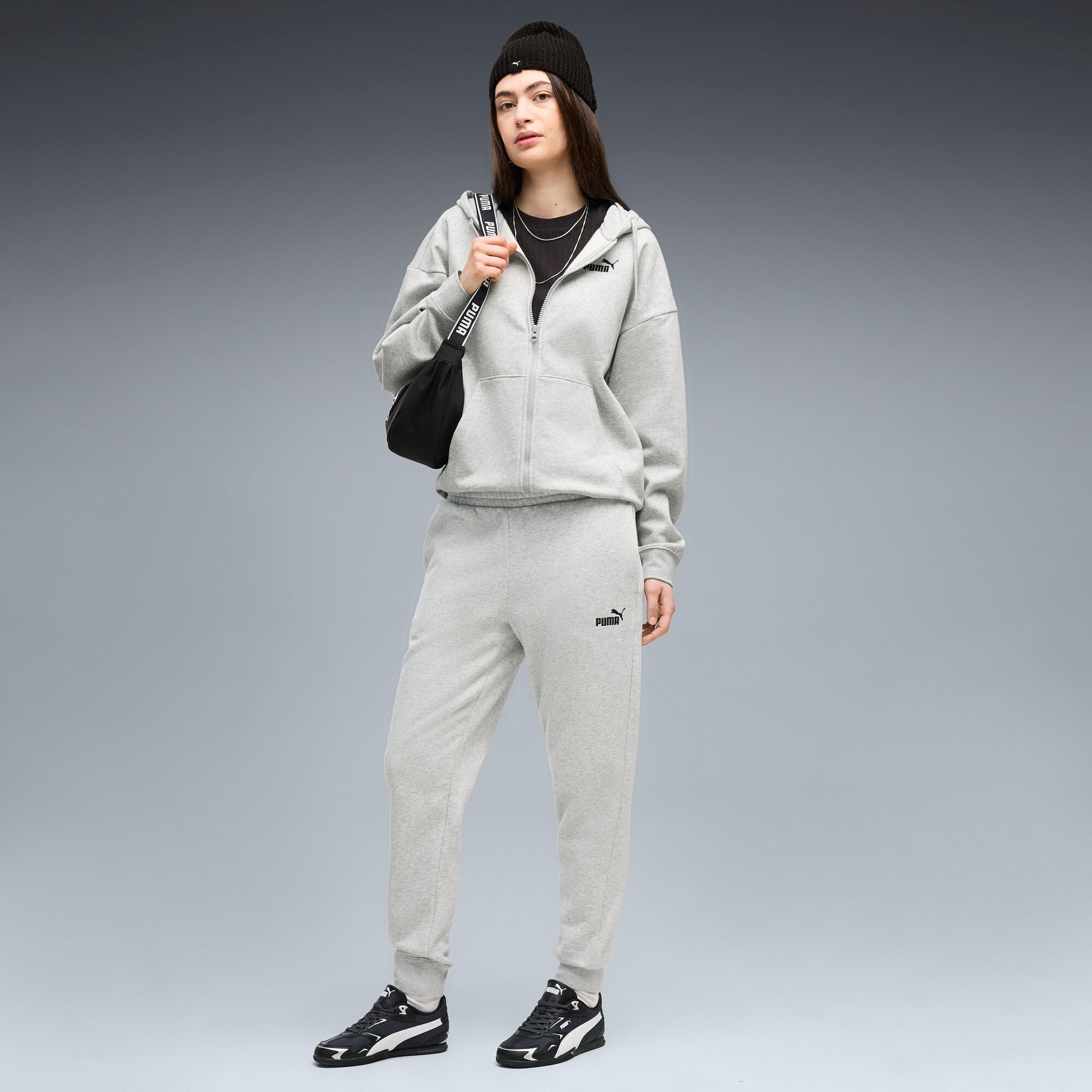 puma essentials small no. 1 logo women's sweatpants in grey, size m