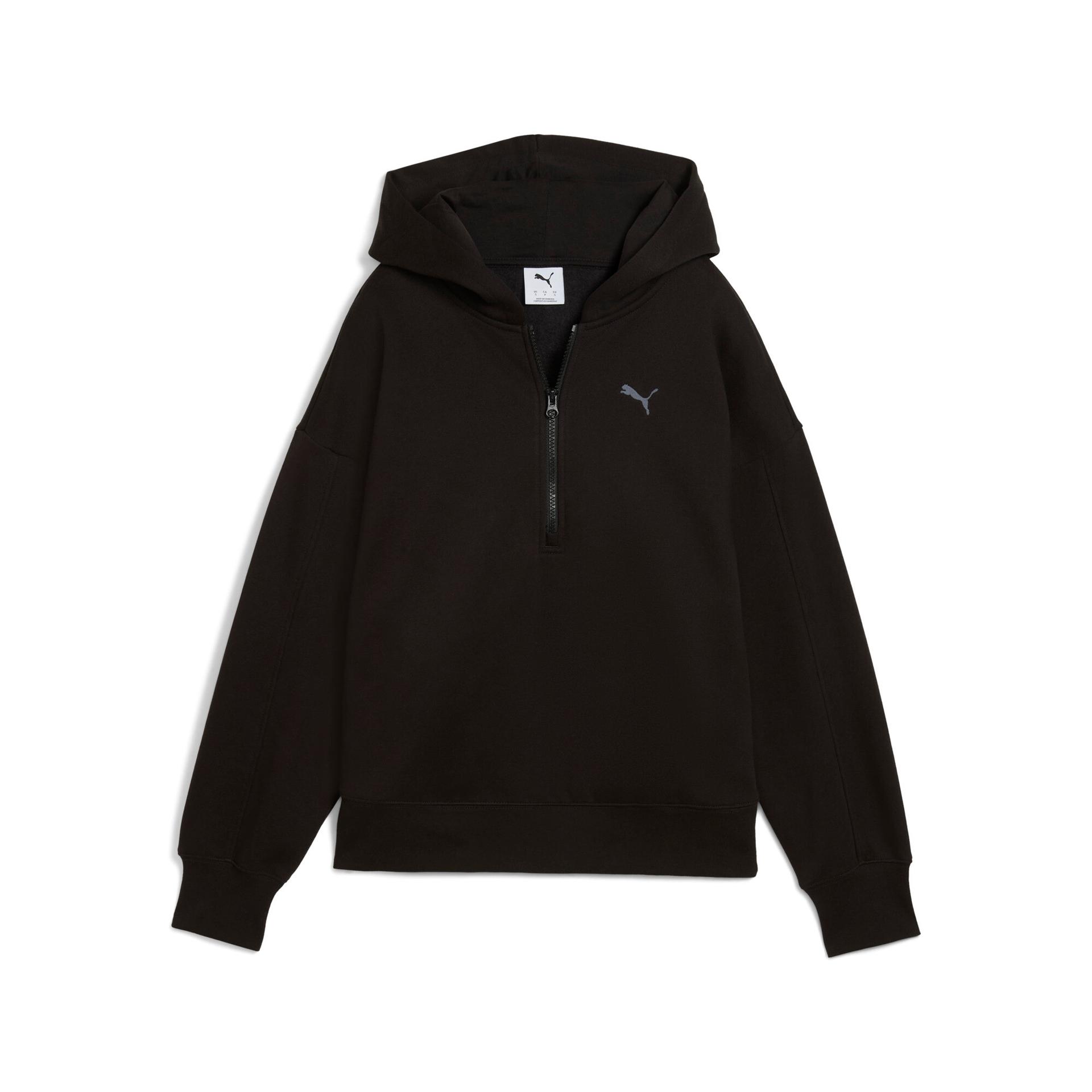 puma essentials women's half-zip hoodie in black, size xs