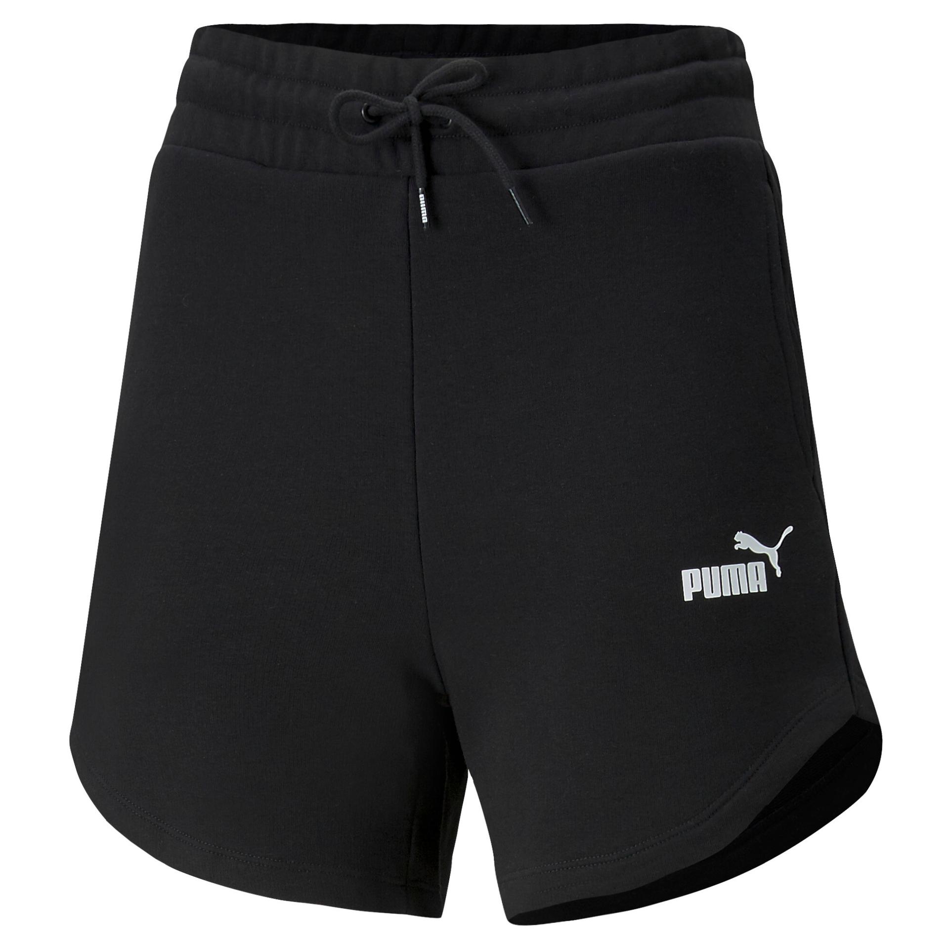 puma essentials women's high waist shorts in black, size xxl