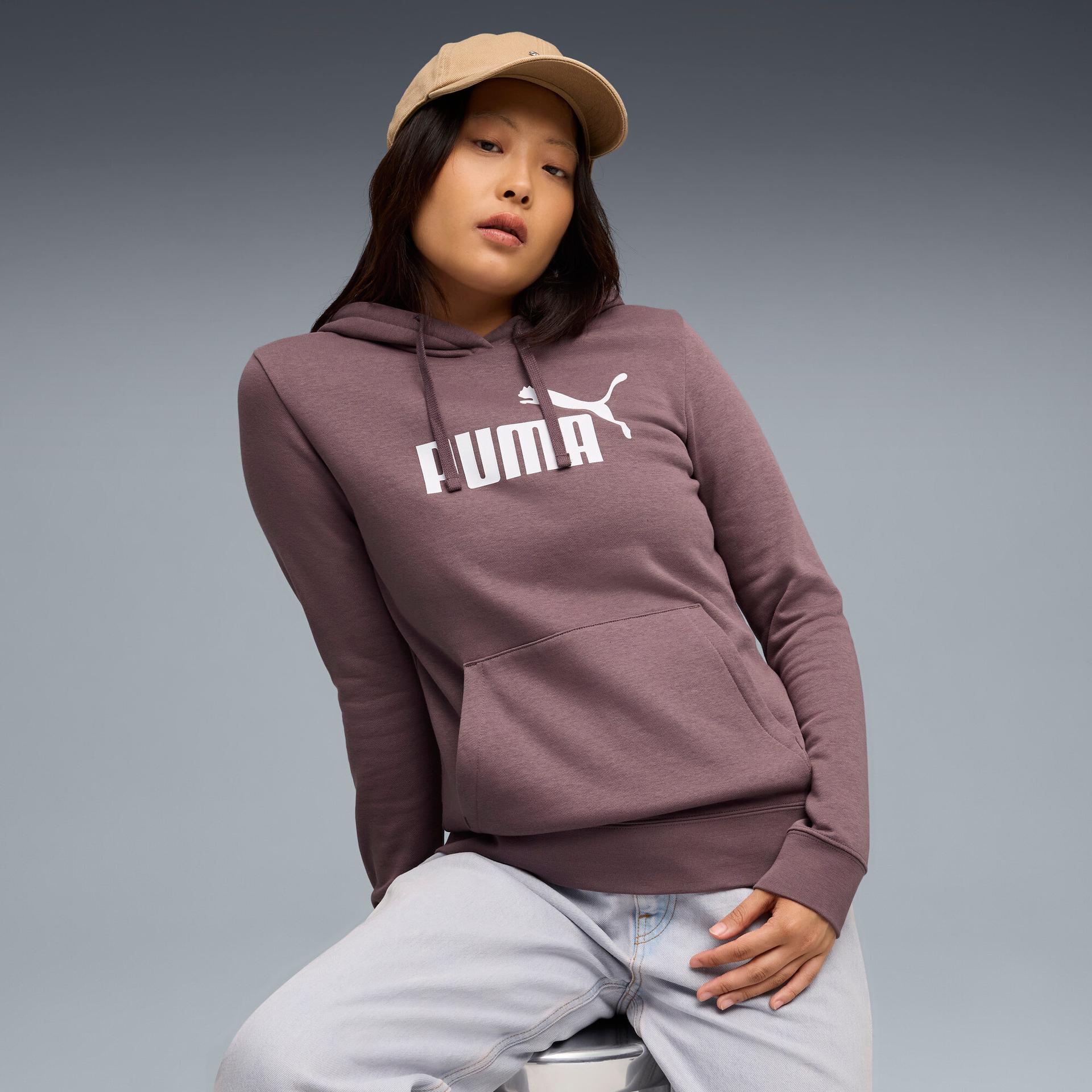 puma essentials women's hoodie in purple, size m