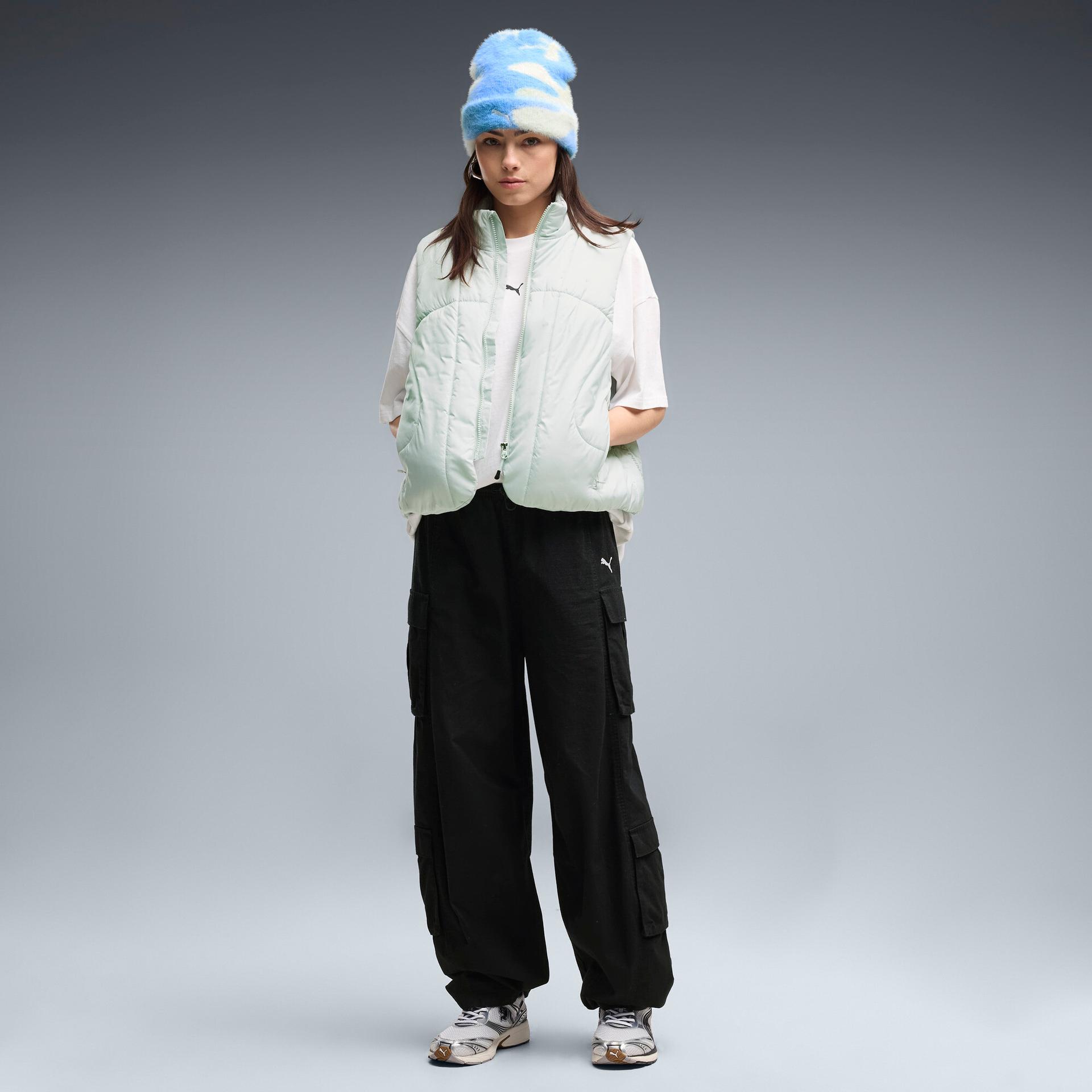 puma essentials women's relaxed cargo pants in black, size xs