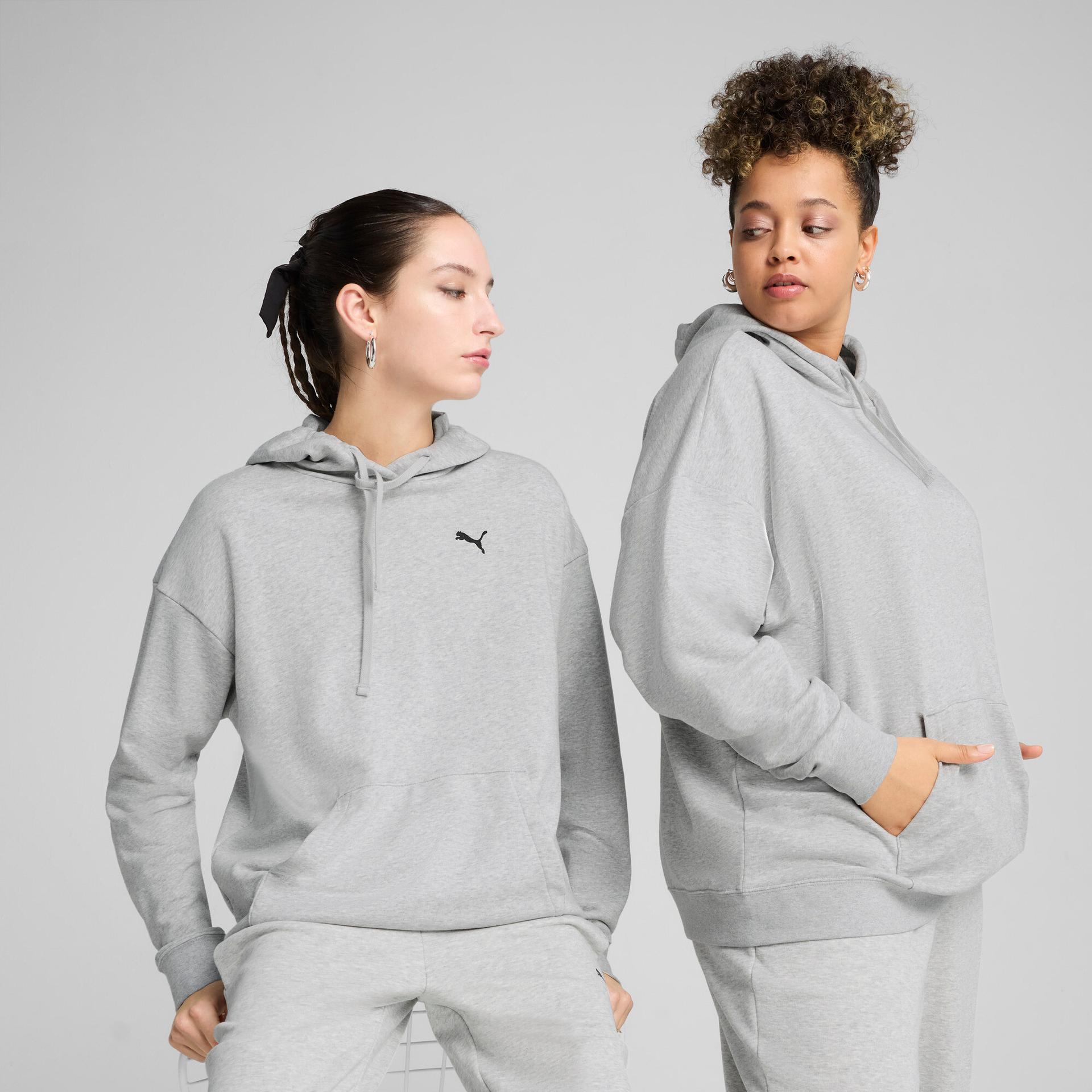 puma essentials women's relaxed hoodie in grey, size xs