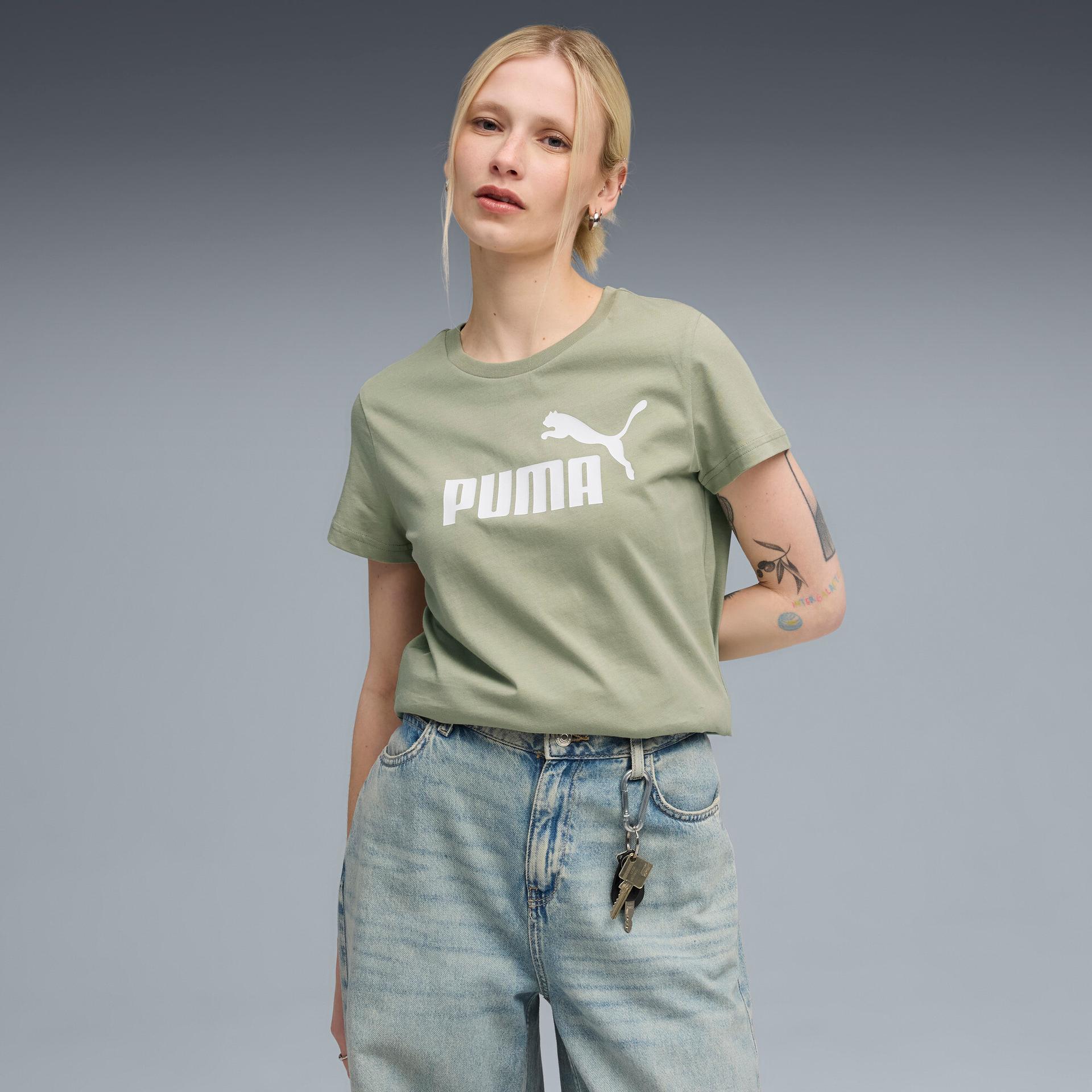 puma essentials women's t-shirt in green, size xs