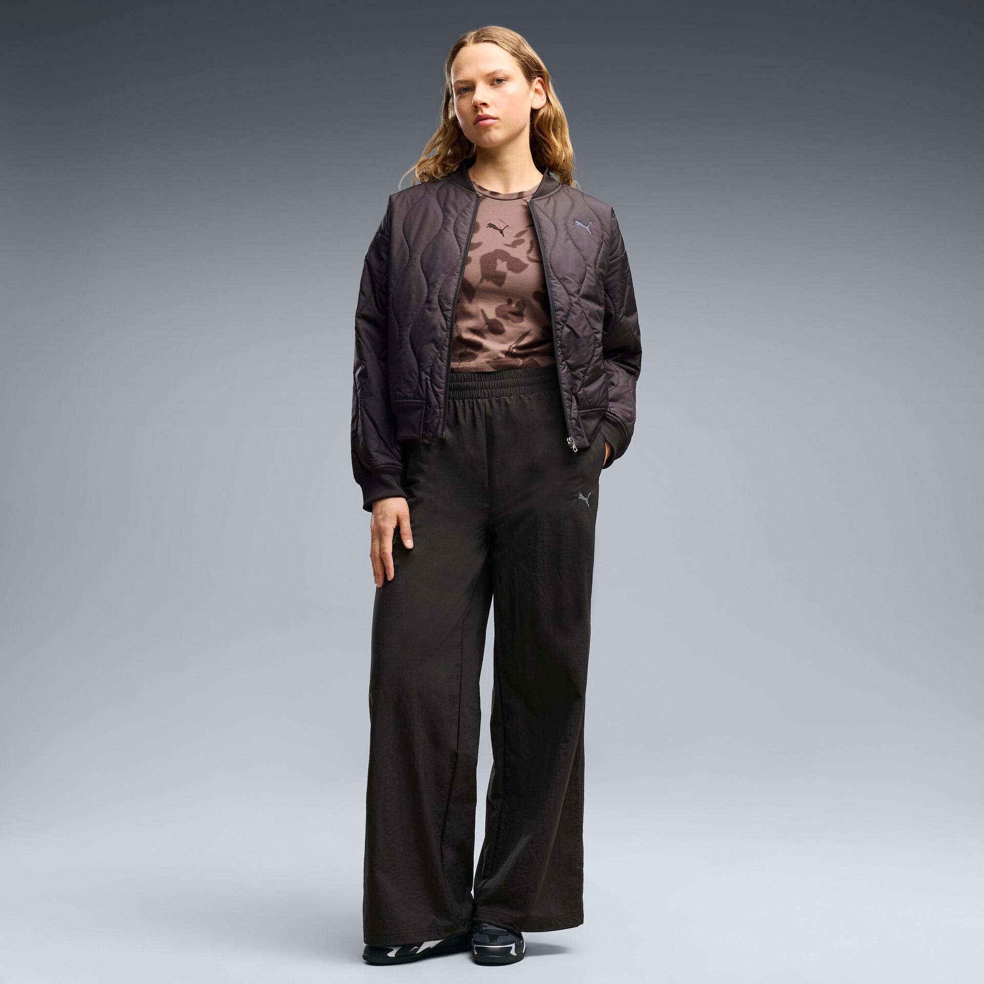 puma essentials women's woven pants in black, size l
