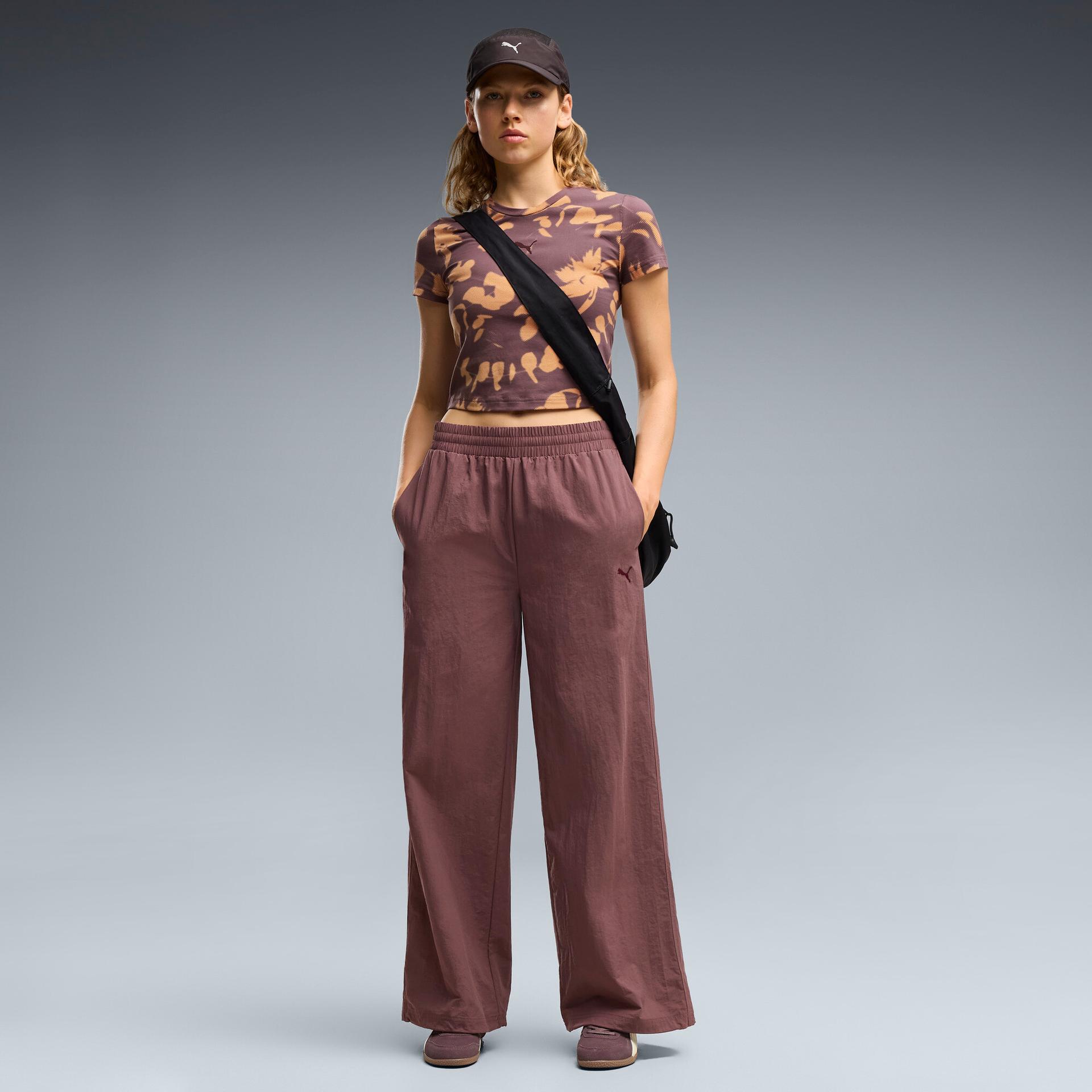 puma essentials women's woven pants in purple, size s