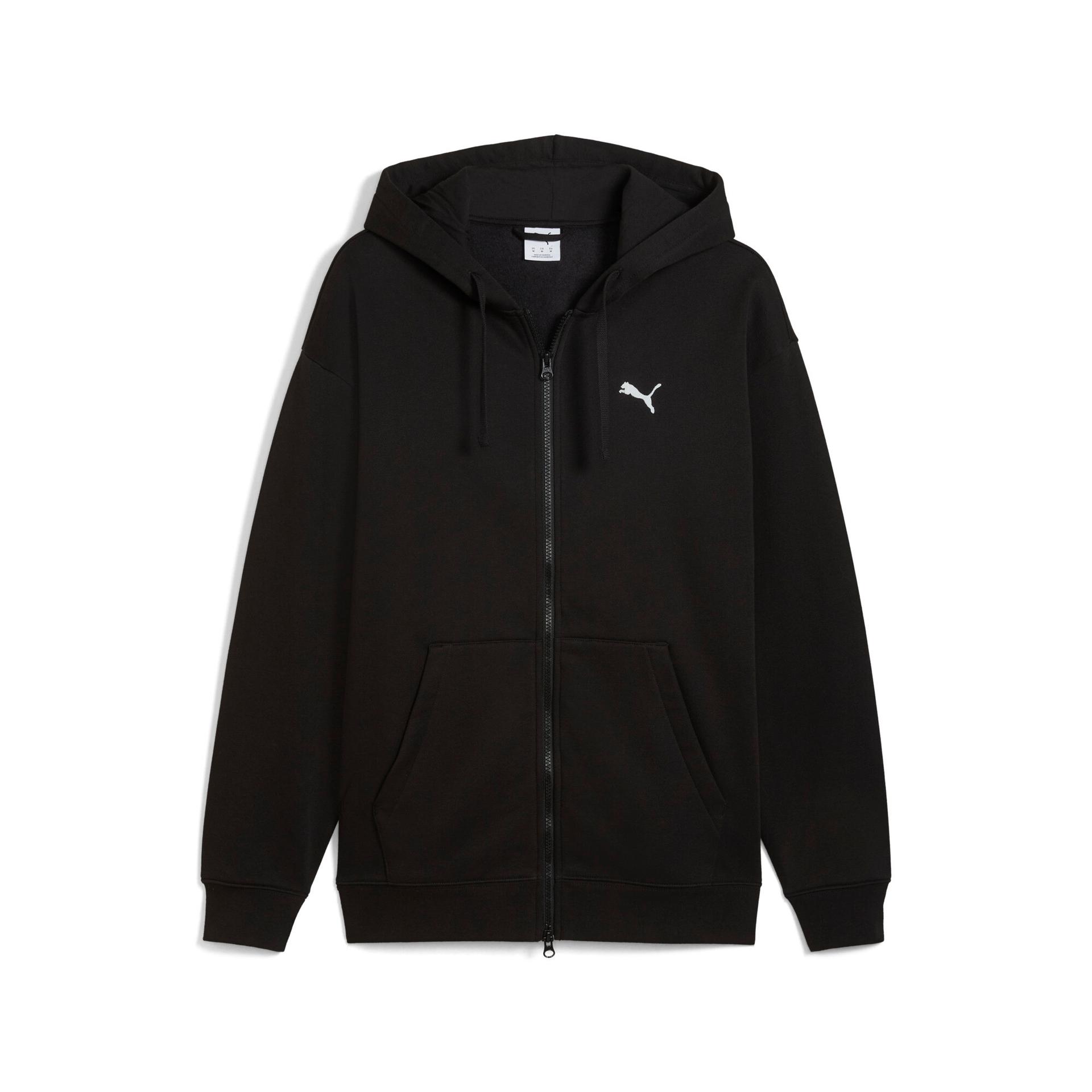 puma essentials zip-up hoodie in black, size xxl