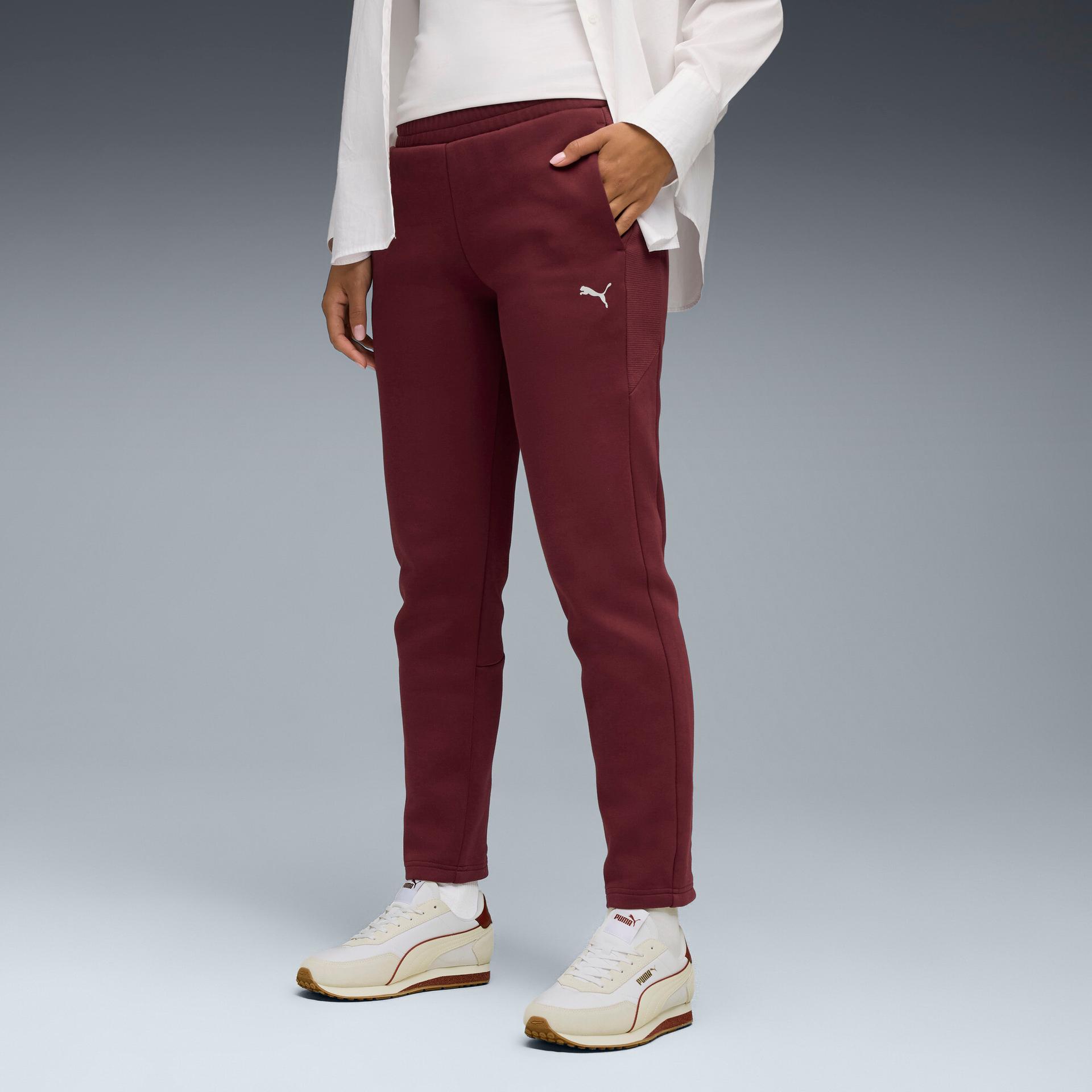 puma evostripe women's sweatpants in red, size xs