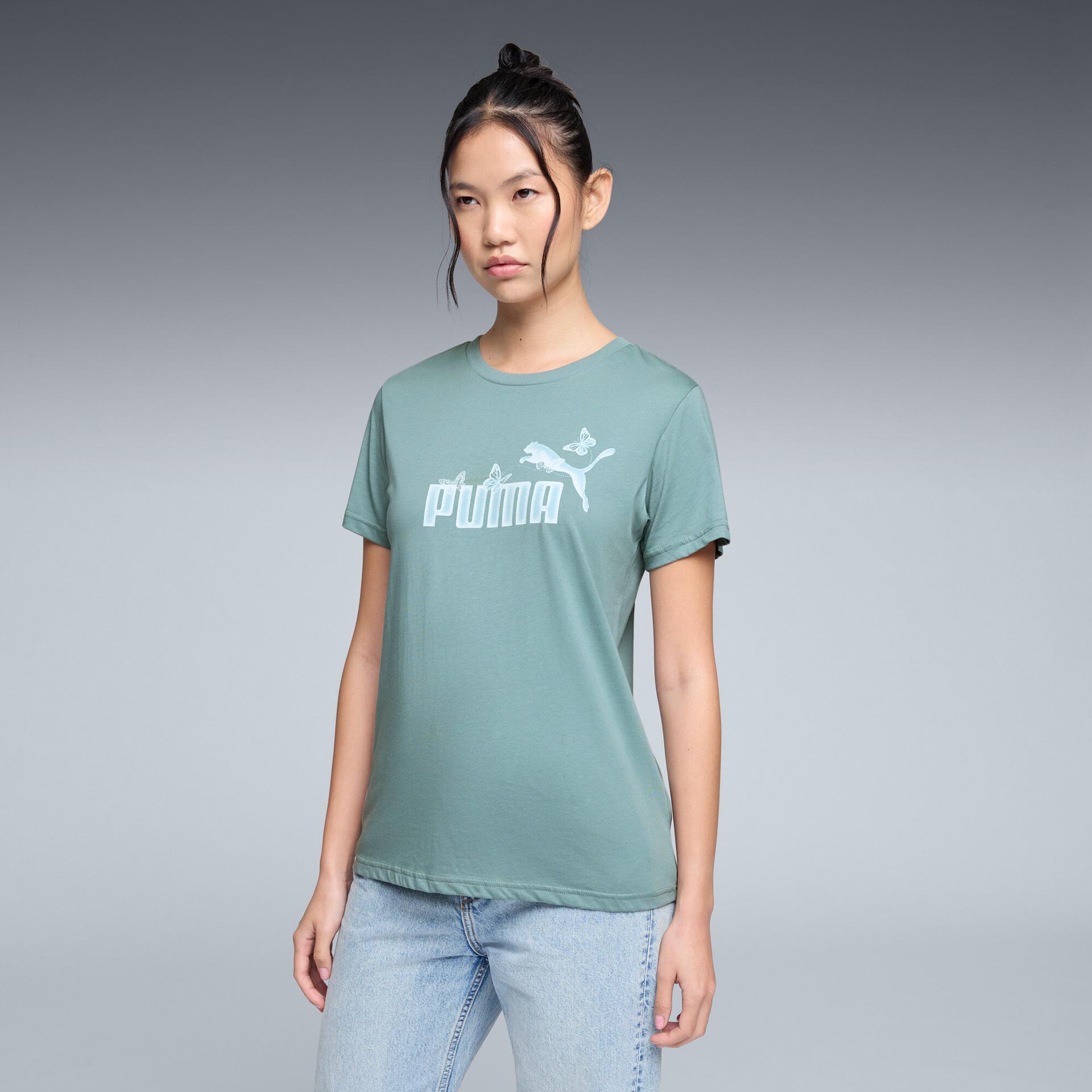 puma flutter women's t-shirt in green, size m