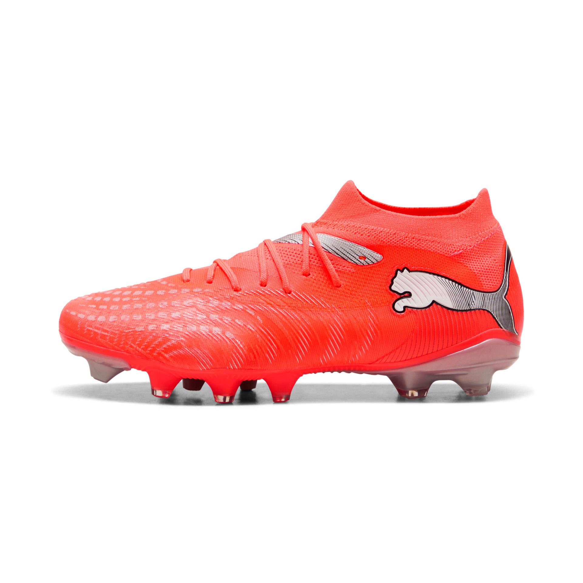 puma future 9 match fusion women's firm/artificial ground soccer cleats shoes in red, size 10