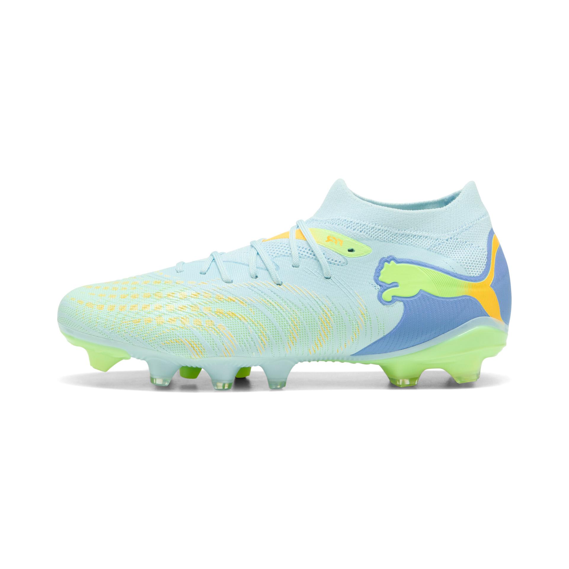 puma future 9 match light up women's firm/artificial ground soccer cleats shoes in yellow, size 9.5
