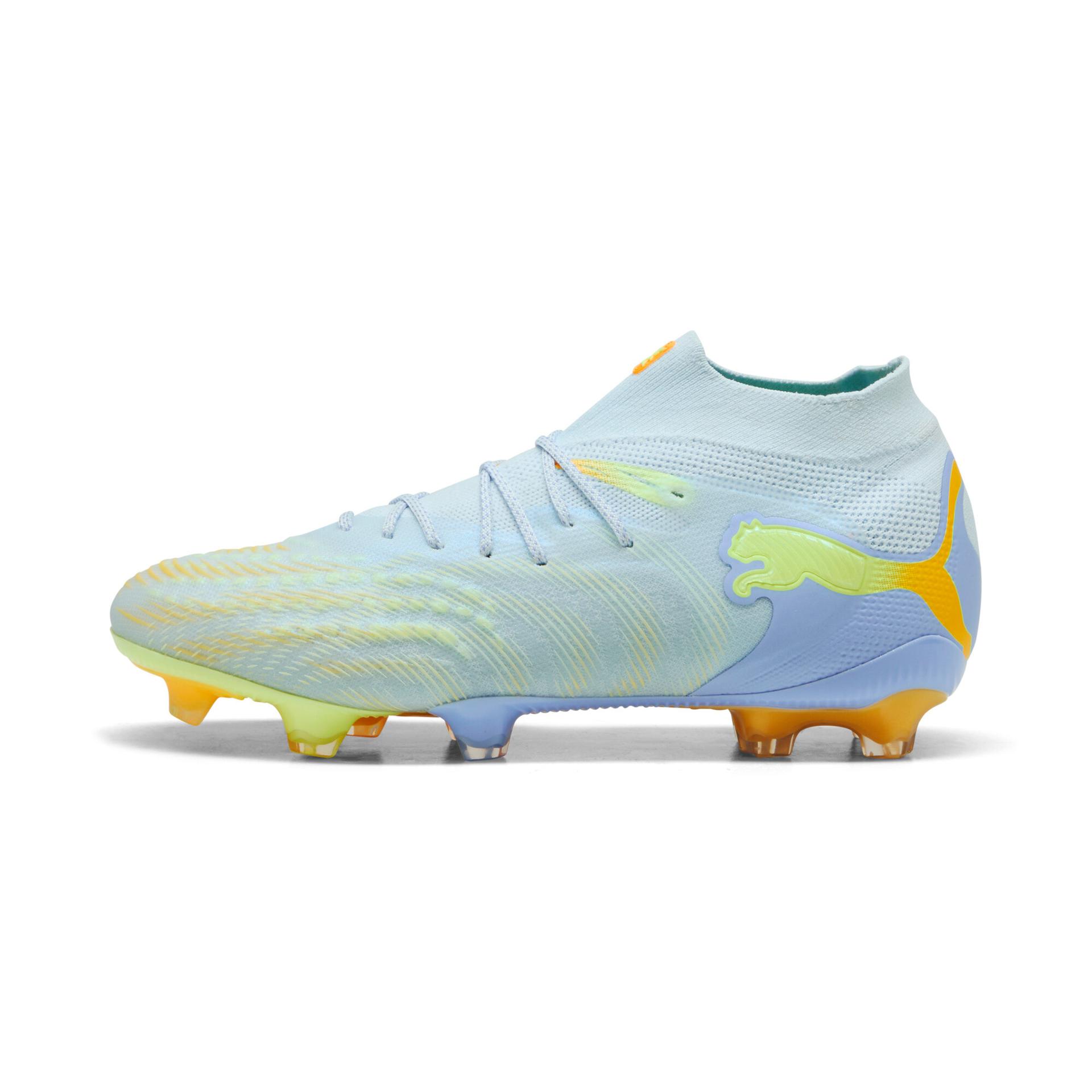puma future 9 ultimate light up women's firm ground soccer cleats shoes in yellow, size 8