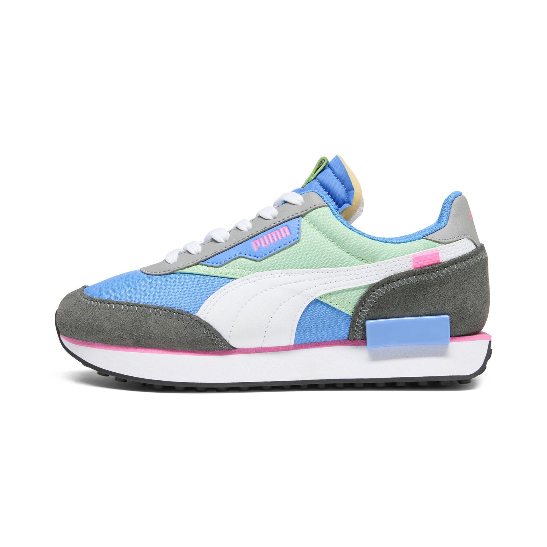 puma future rider play on women's sneakers in blue, size 9.5