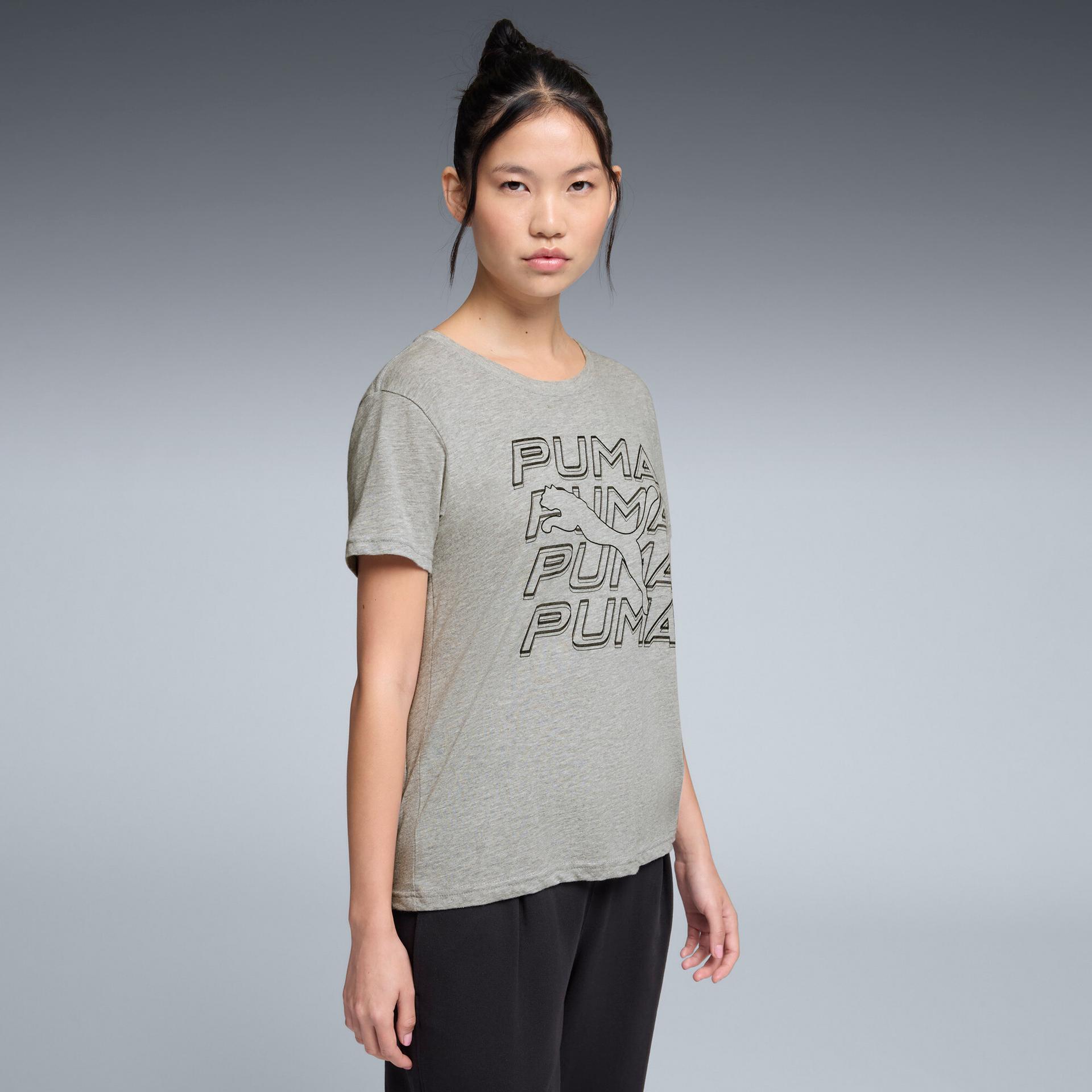 puma graphics repeat women's t-shirt in grey, size m