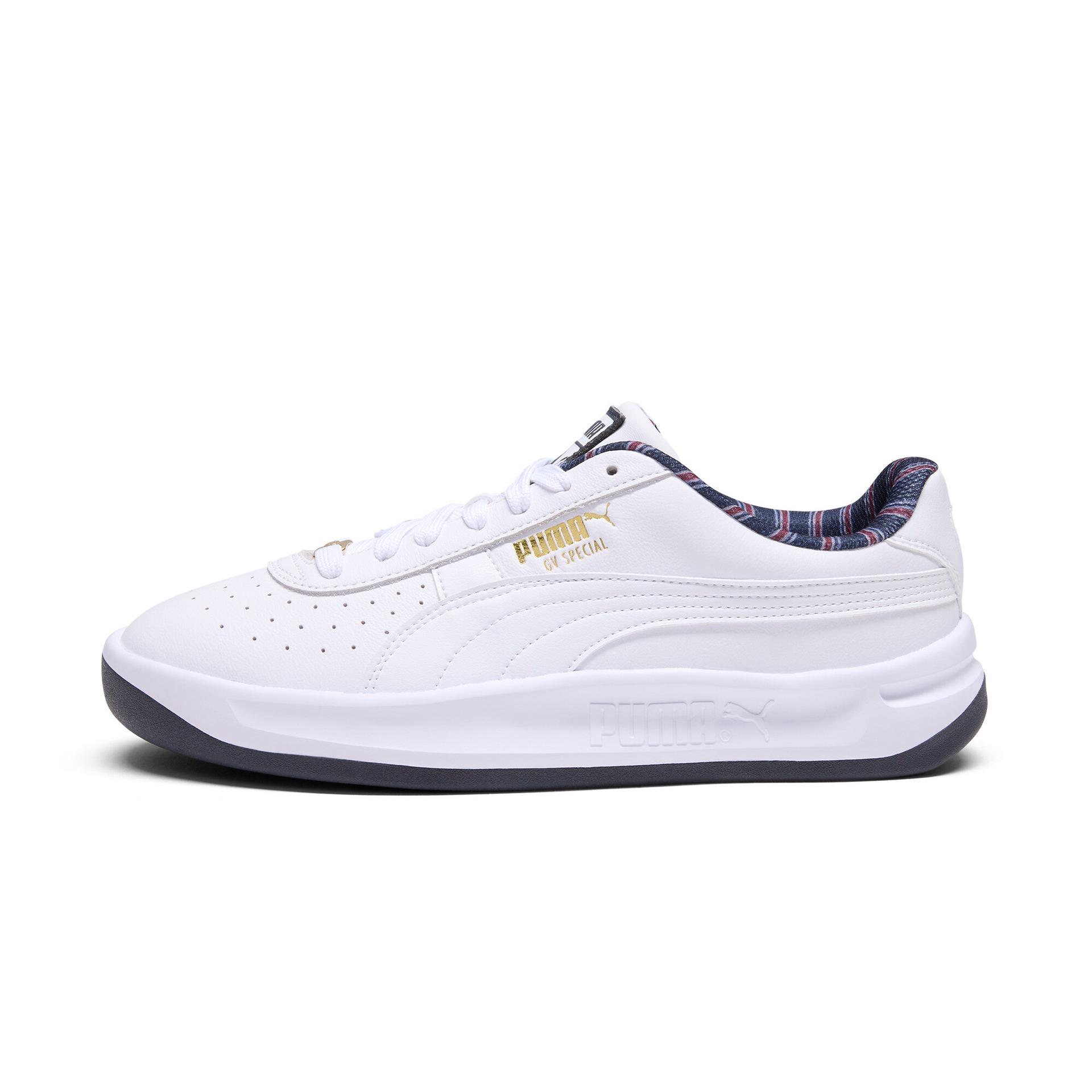 puma gv special tailored stripes sneakers in white, size 5