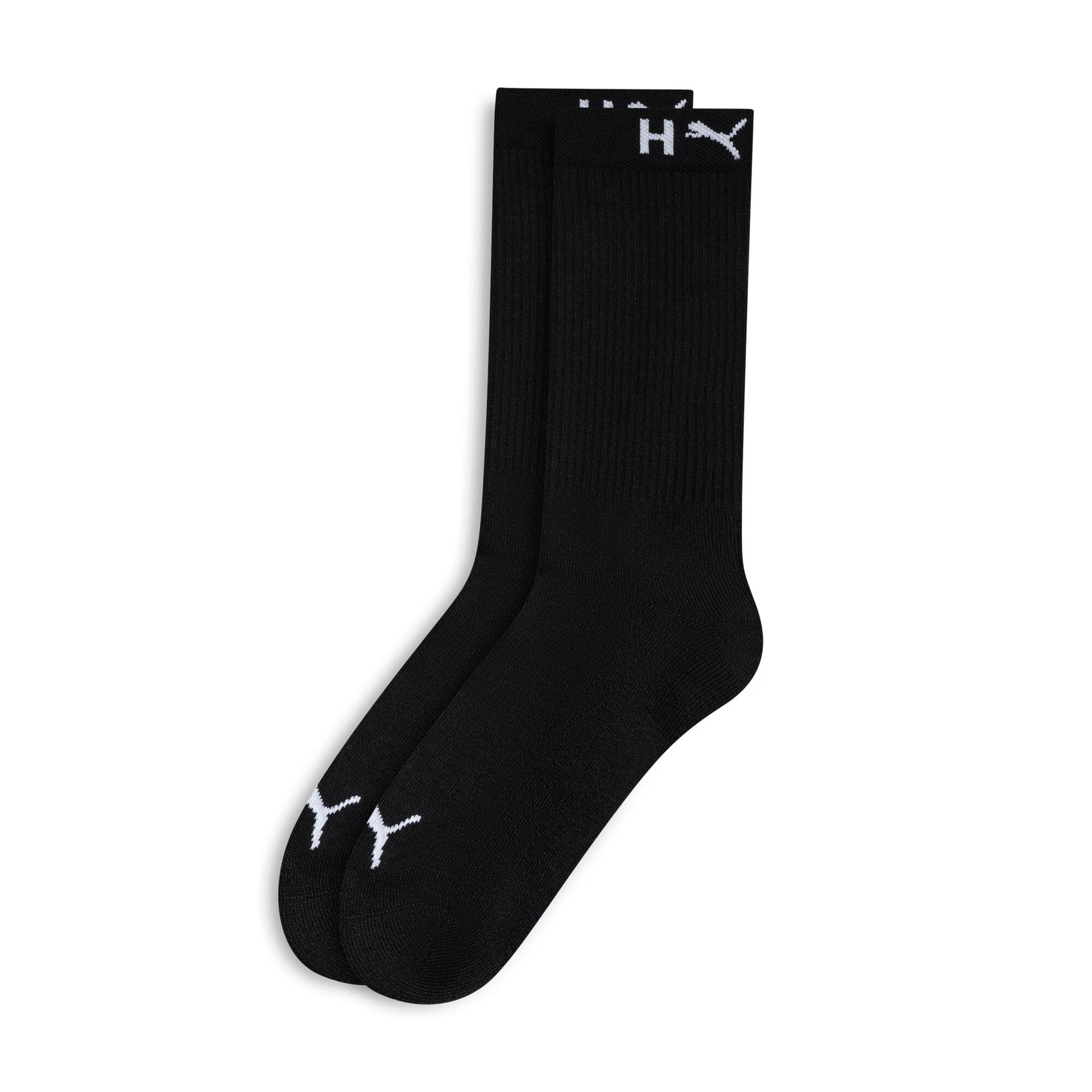puma half-terry crew socks 1 pack in black, size 7-8.5