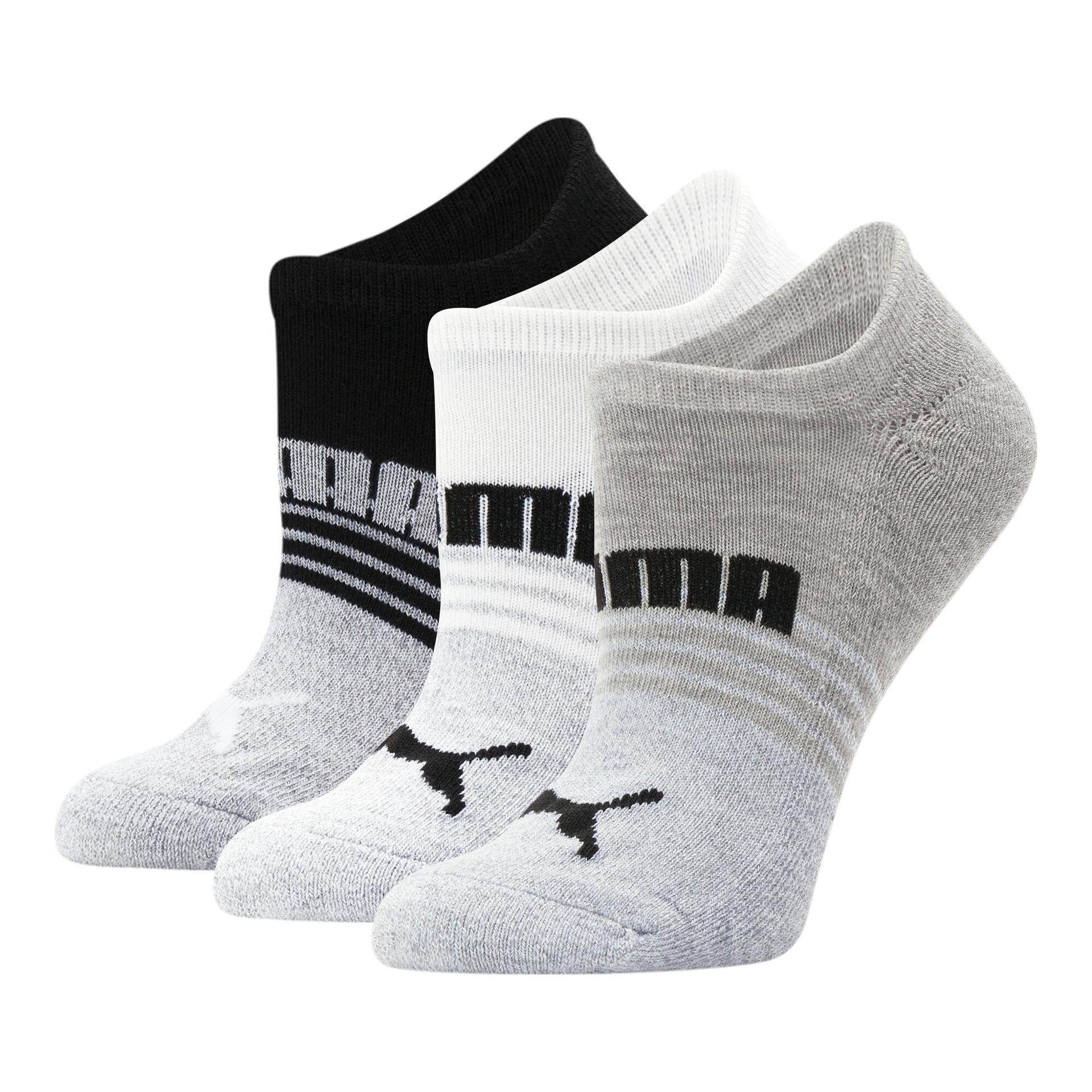 puma half-terry no-show women's socks 3 pack in white, size 9-11