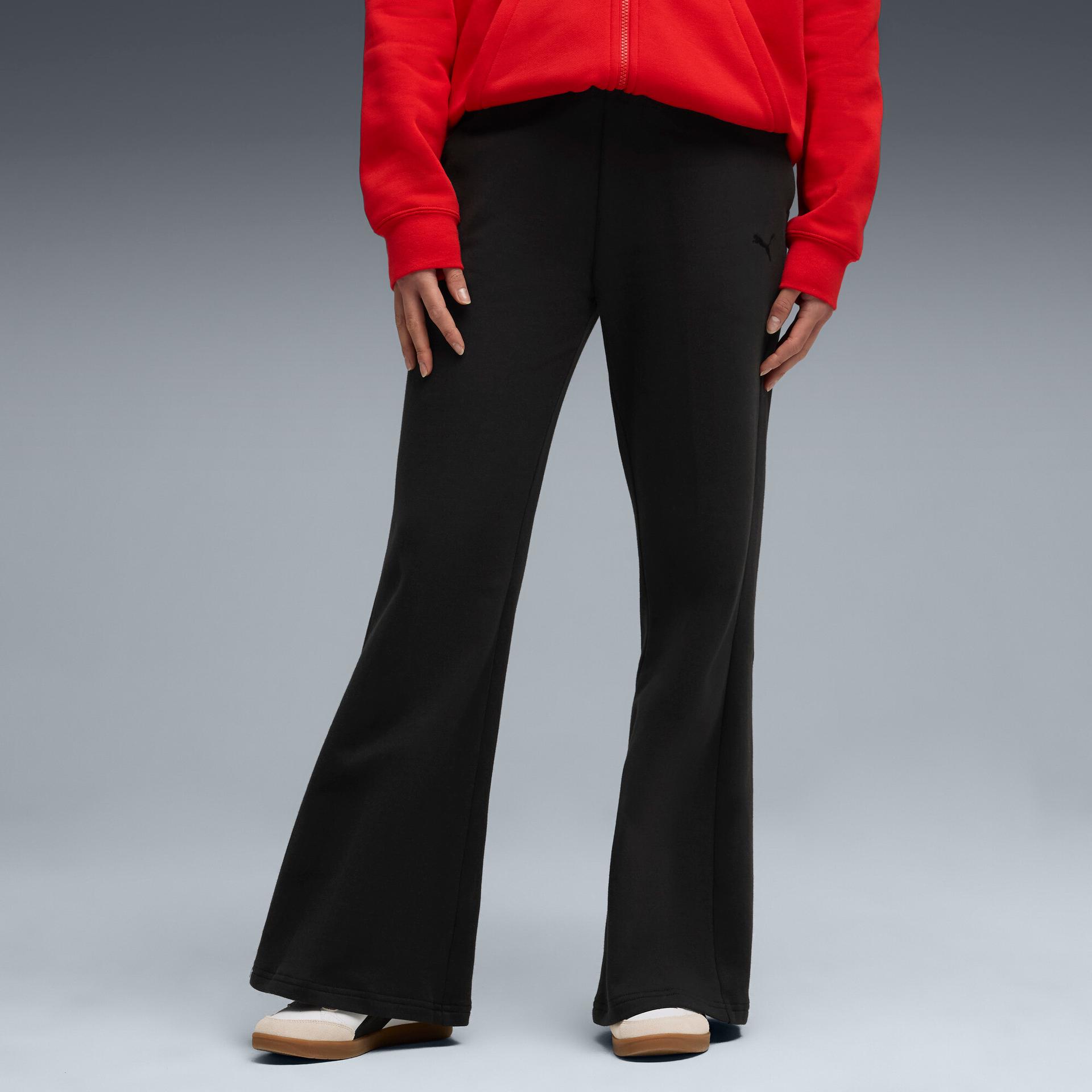 puma her women's fleece sweatpants in black, size l