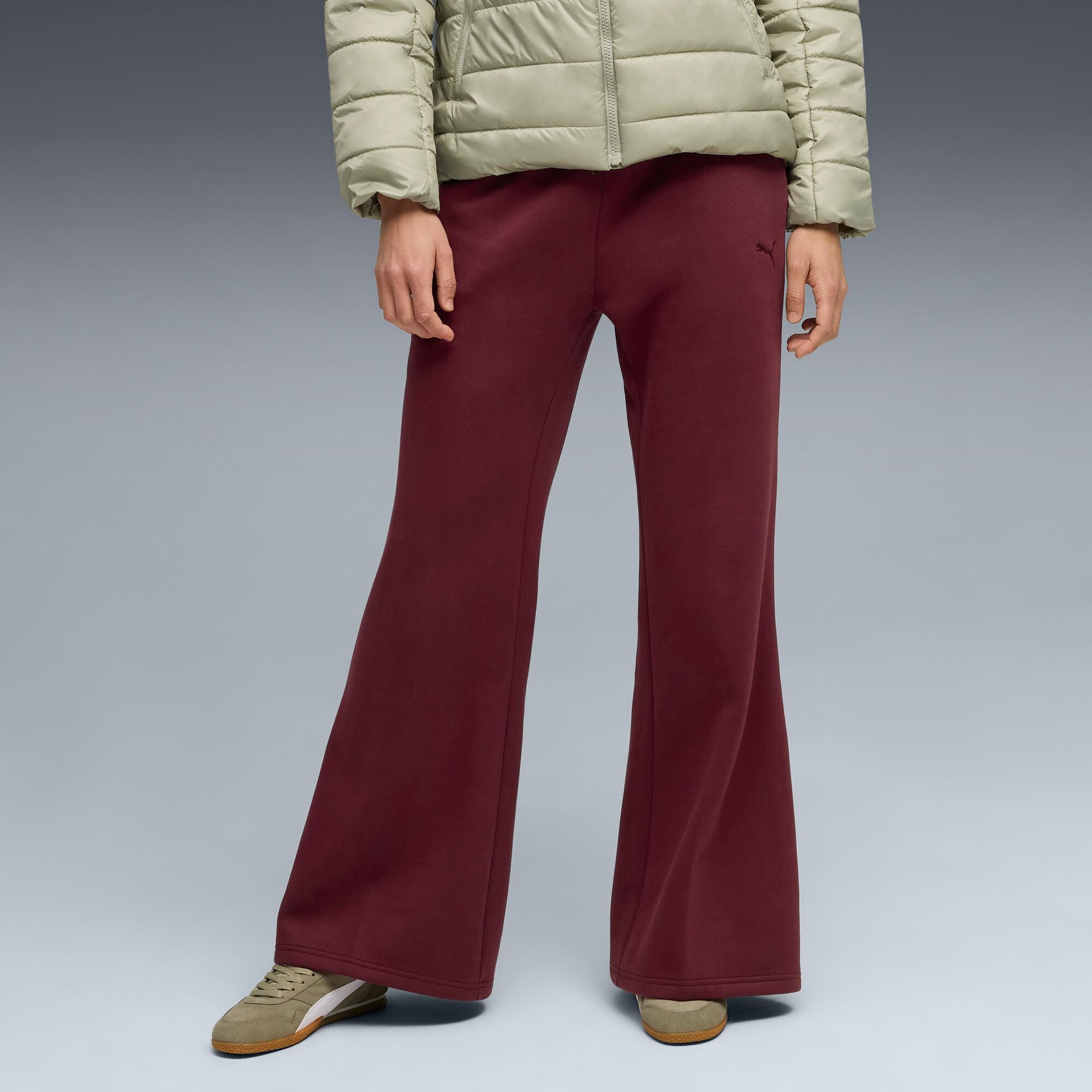 puma her women's fleece sweatpants in red, size s
